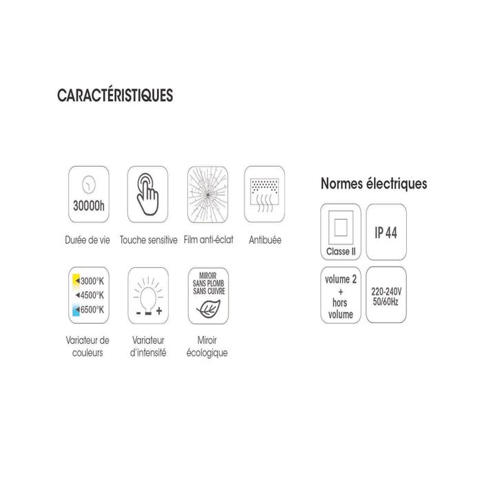 caracteristiques miroir lumineux barber black