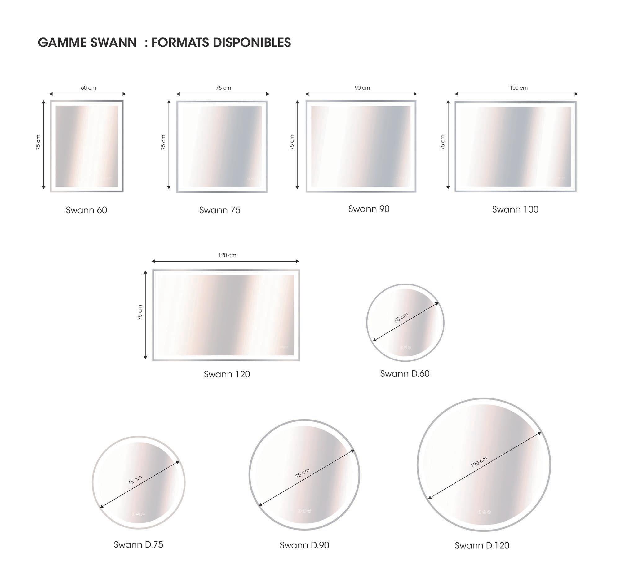 formats miroir lumineux swann - 2