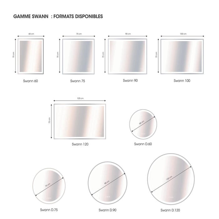 formats miroir lumineux swann