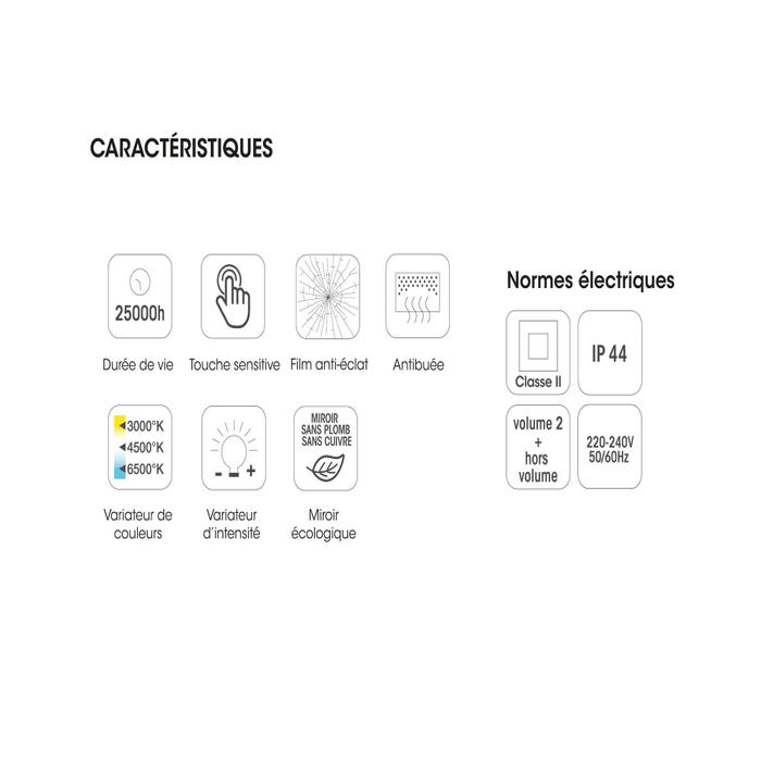 caracteristiques miroir lumineux swann