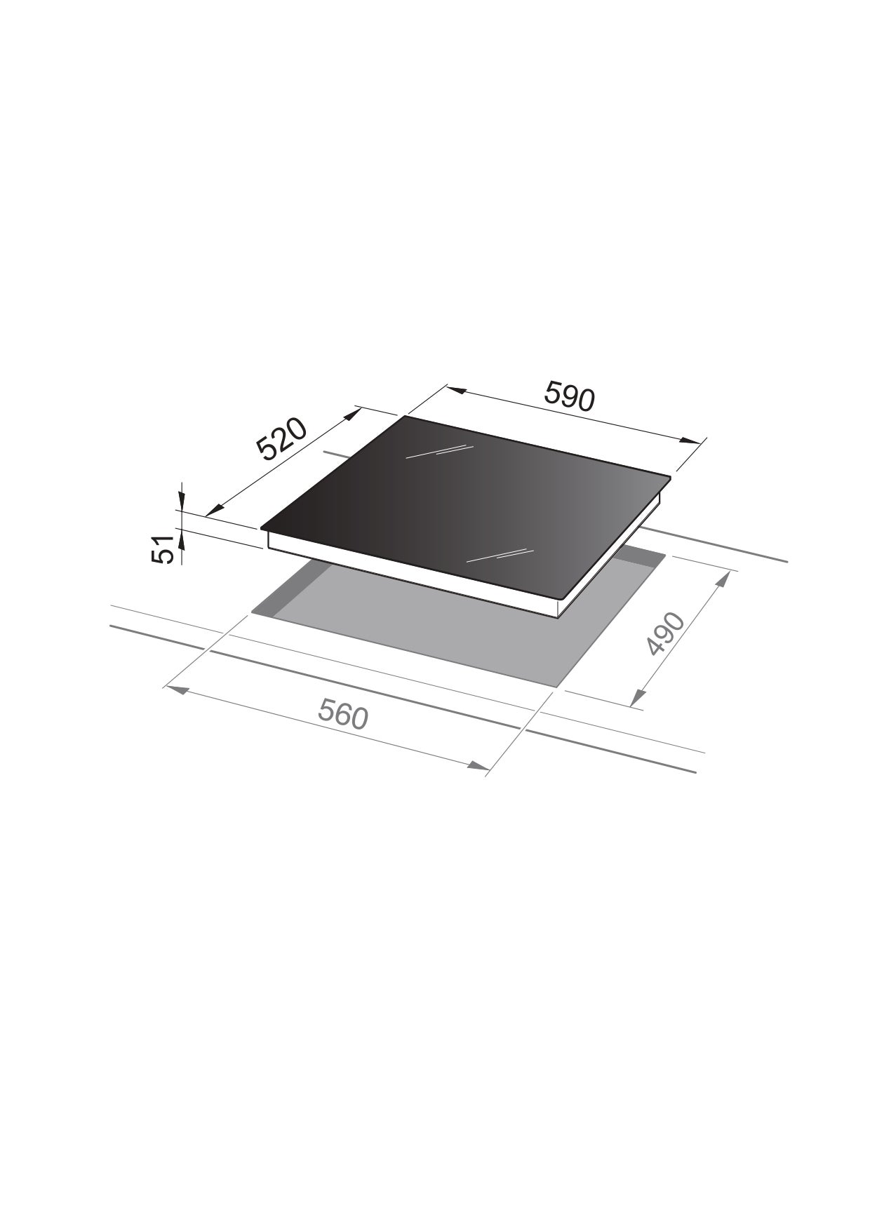 Piano cottura induzione 4 zone L 60 cm YLI 60 DE'LONGHI nero - 2