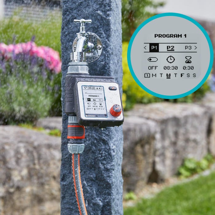 Programmateur d'arrosage Gardena master options programmation picto