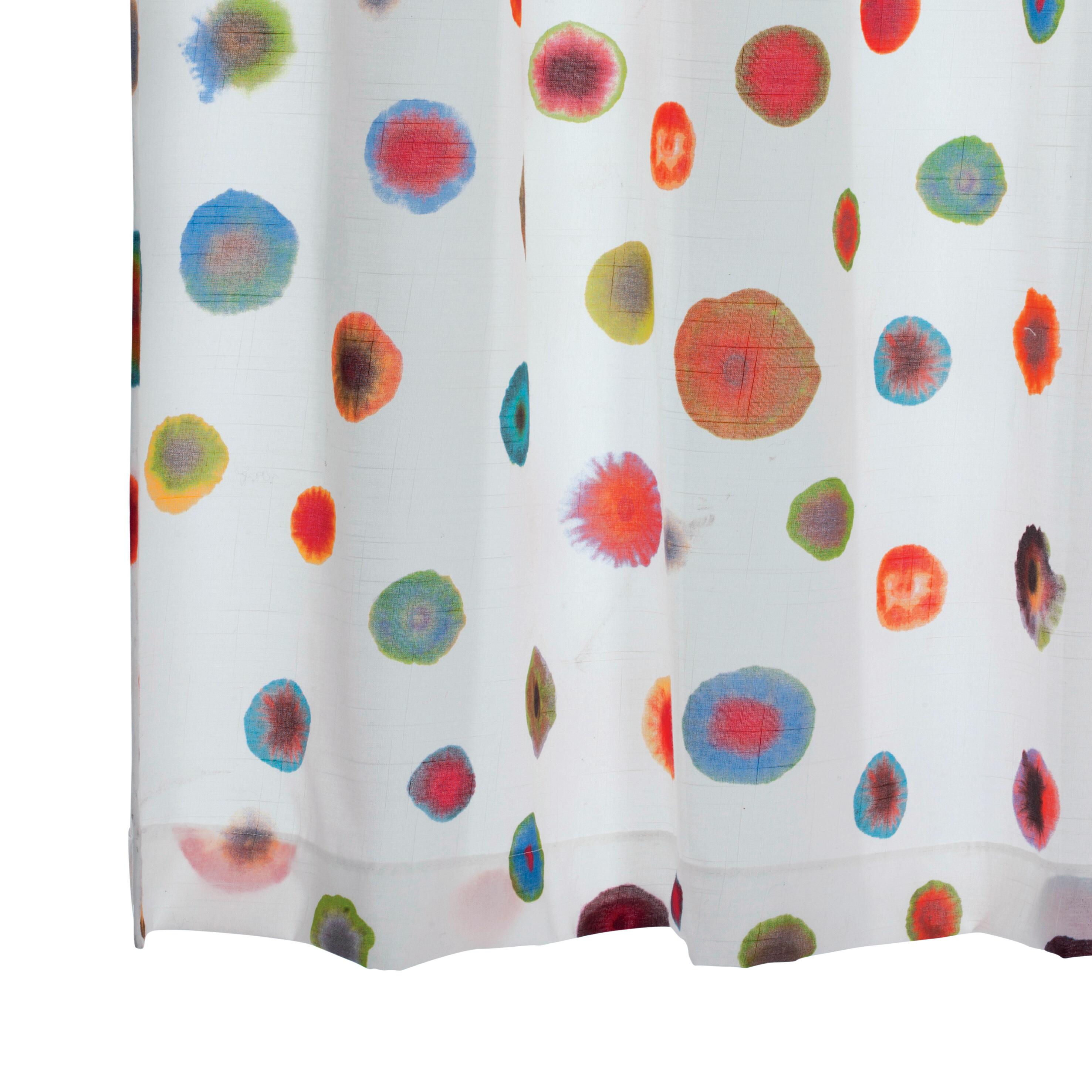 Tenda Kasai bianca con pois a colori, fettuccia e passanti nascosti 140x290 cm - 4