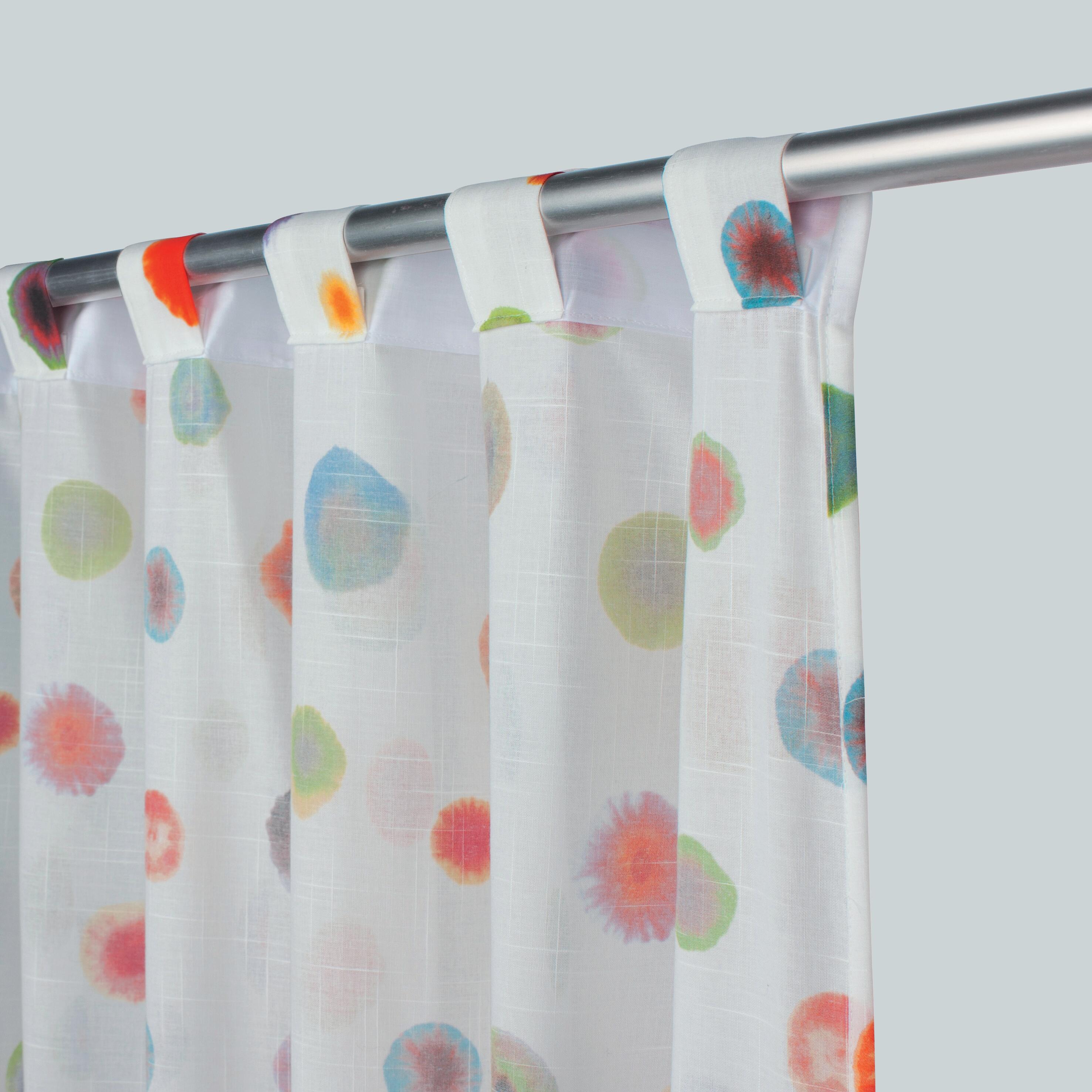 Tenda Kasai bianca con pois a colori, fettuccia e passanti nascosti 140x290 cm - 3