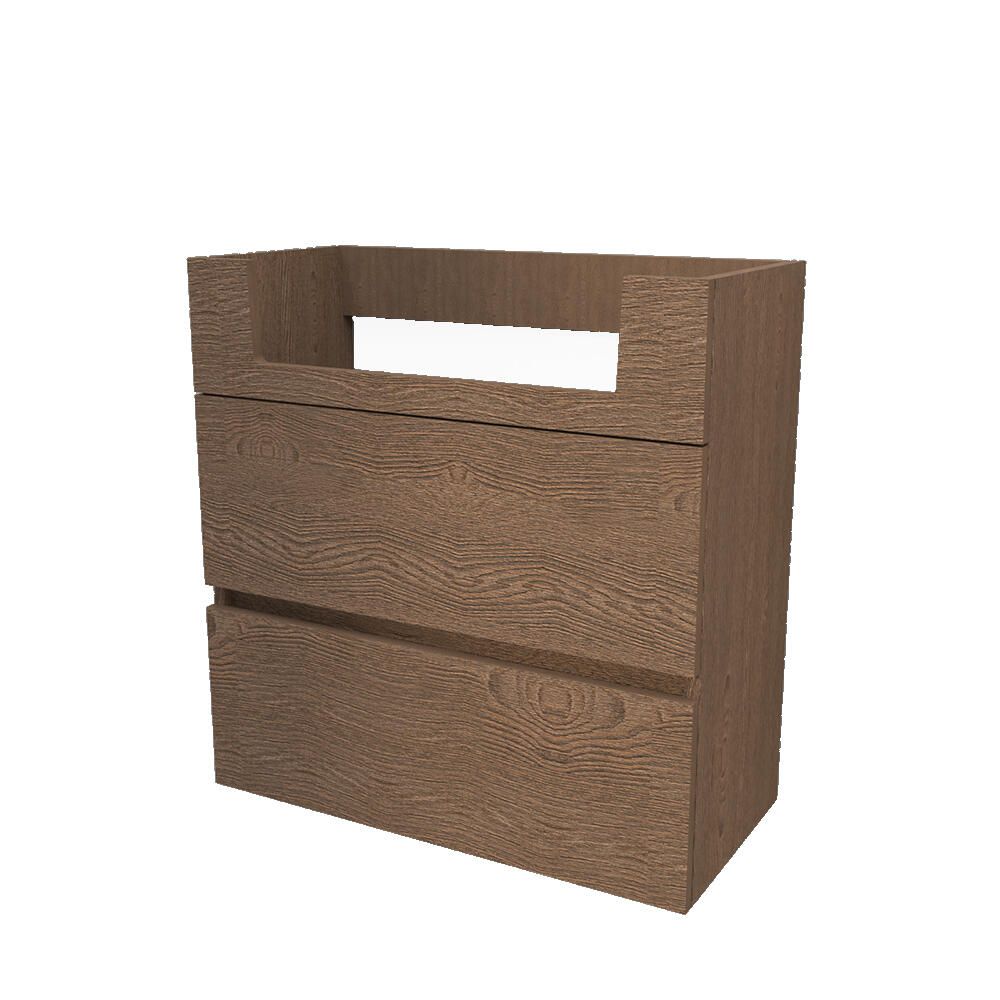 Mobile da bagno sospeso sotto lavabo L 70 x H 72 x P 33.5 cm marrone laminato opaco, 2 cassetti BADEN HAUS Paris - 2