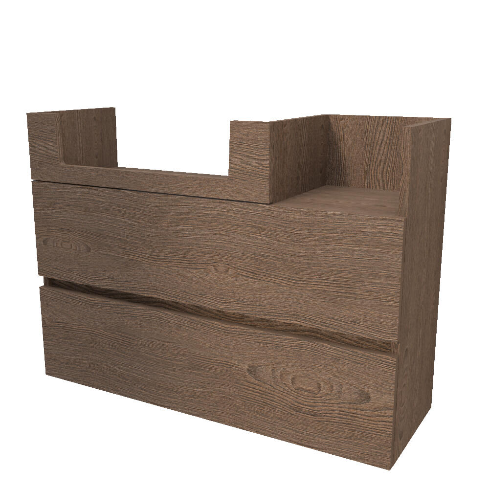 Mobile da bagno sospeso sotto lavabo L 100 x H 72 x P 33.5 cm marrone laminato opaco, 2 cassetti BADEN HAUS Paris - 2