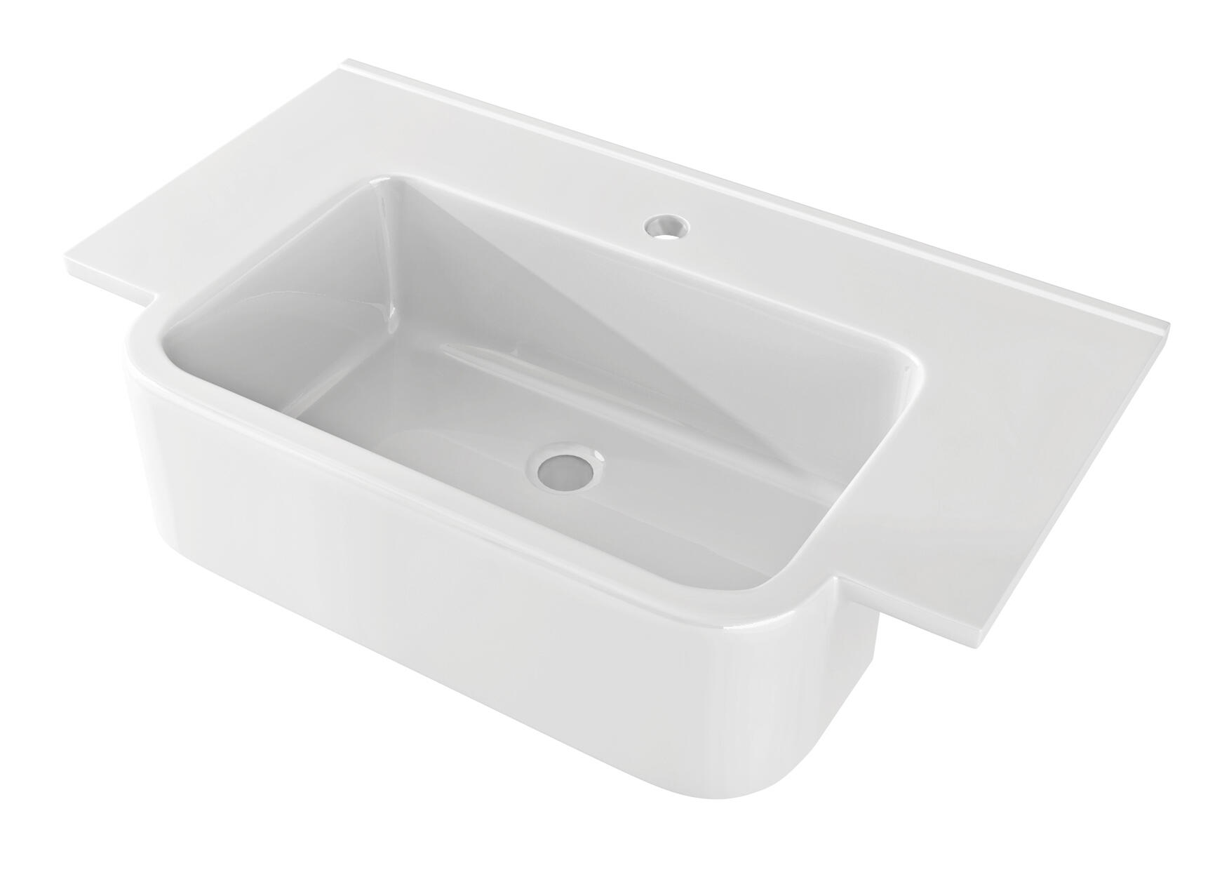 Lavabo d'appoggio rettangolare Florida L 70.5 x H 1.8 x P 42 cm in resina bianco - 6