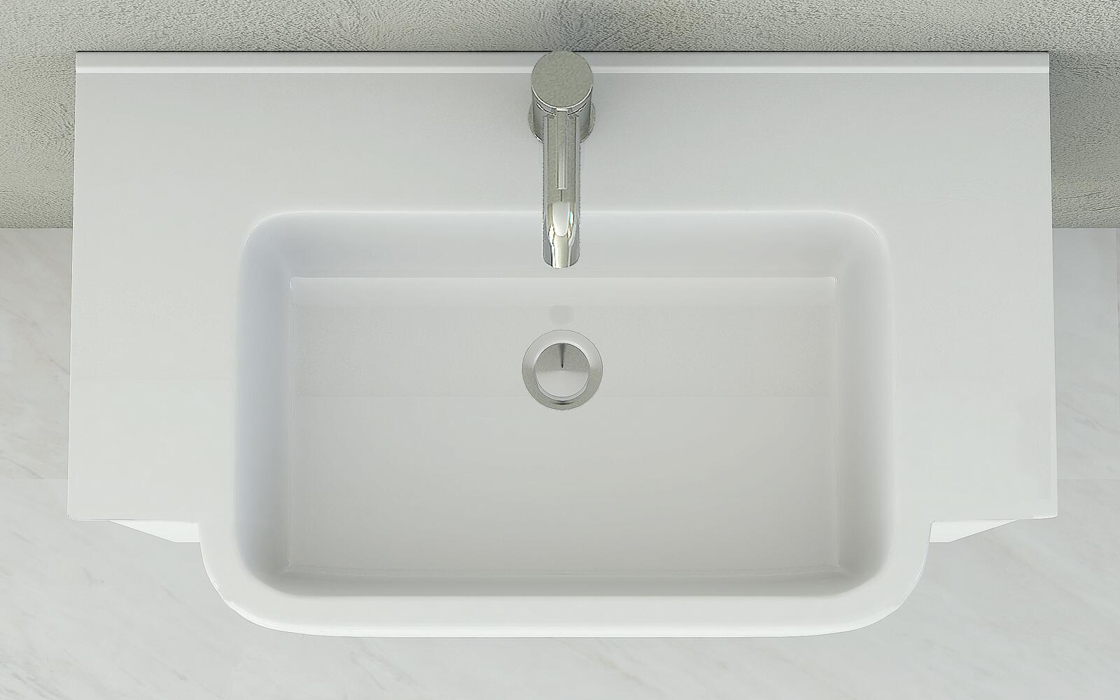 Lavabo d'appoggio rettangolare Florida L 70.5 x H 1.8 x P 42 cm in resina bianco - 2