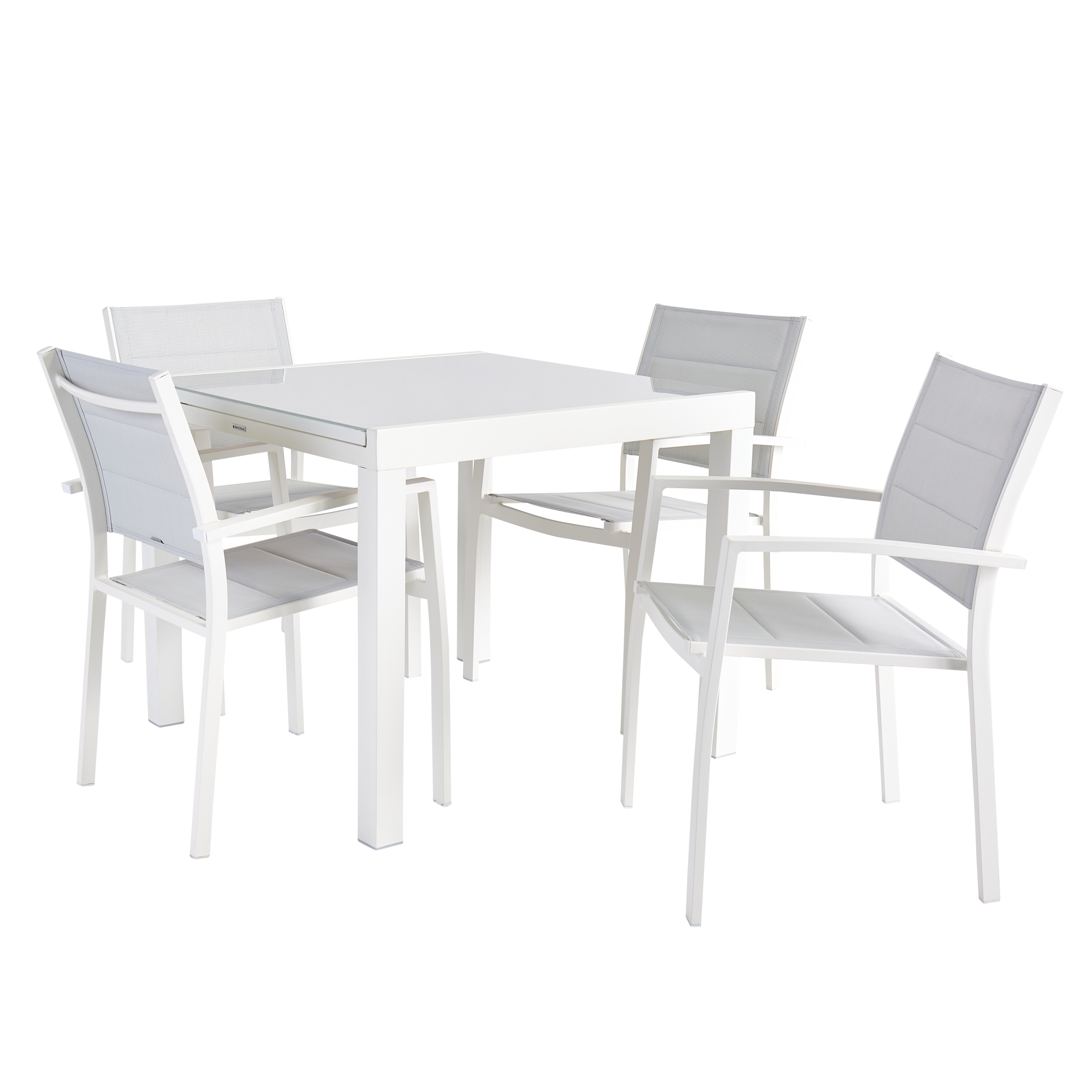 Tavolo da giardino allungabile Lyra II NATERIAL in alluminio bianco con piano in vetro  per 6 persone 90/160x90cm - 4