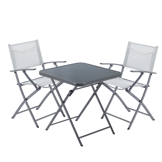 Conjunto de mesa e cadeiras em aço para 2 pessoas Naterial