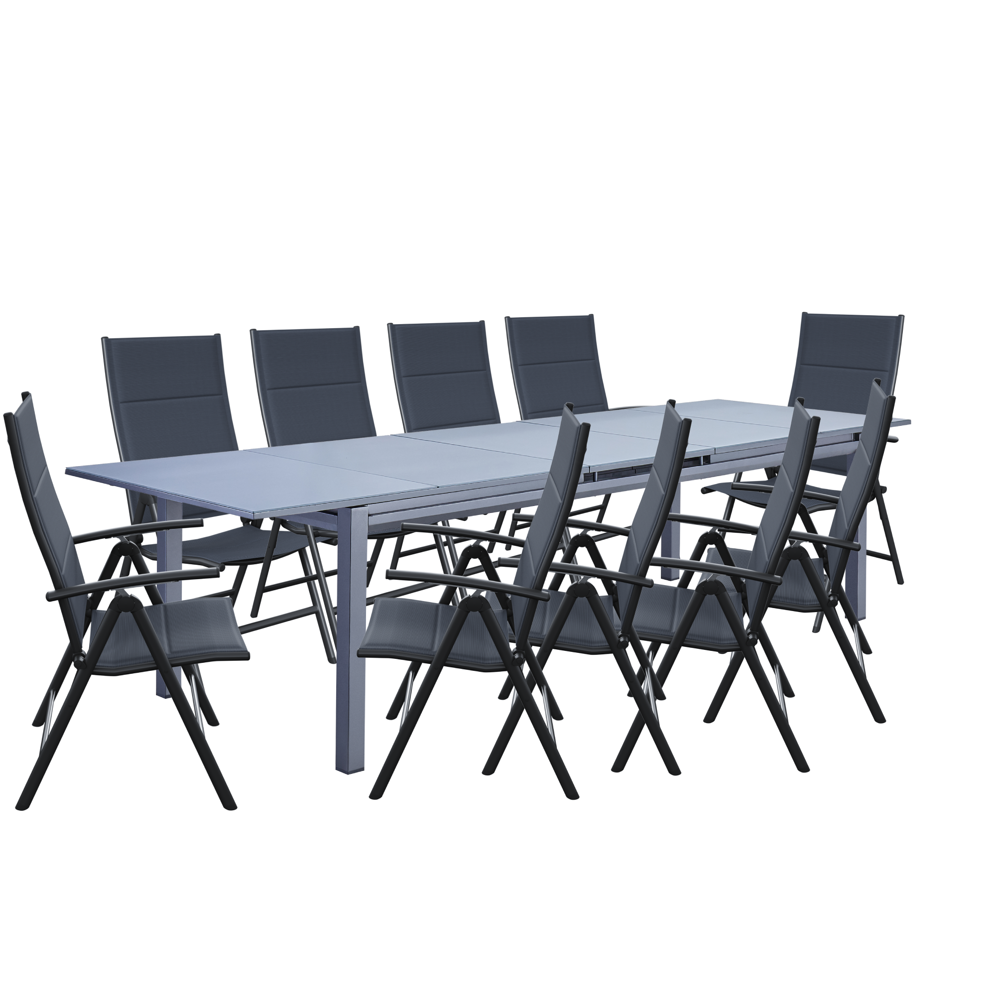 Tavolo da giardino allungabile Odyssea II NATERIAL in alluminio antracite con piano in vetro  per 12 persone 256/320x100cm - 6