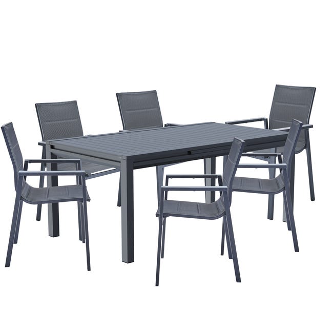 Set Tavolo E Sedie Crispin Allungabile - Consolle E Panca Made In Italy, Ardesia - Foto 7