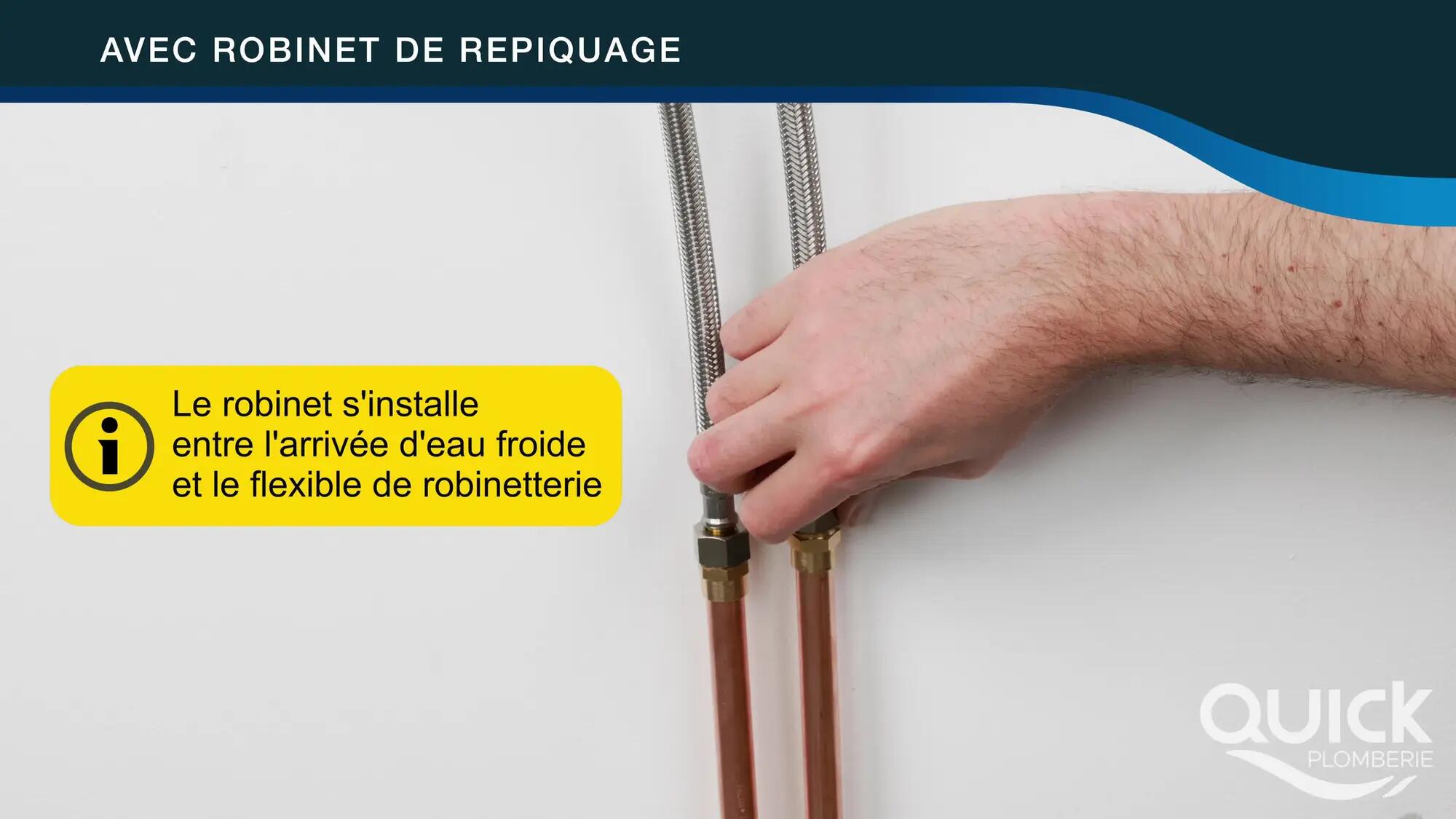 Té de repiquage avec robinet de machine laver 1/4 de tour, mâle/femelle 12x17mm
