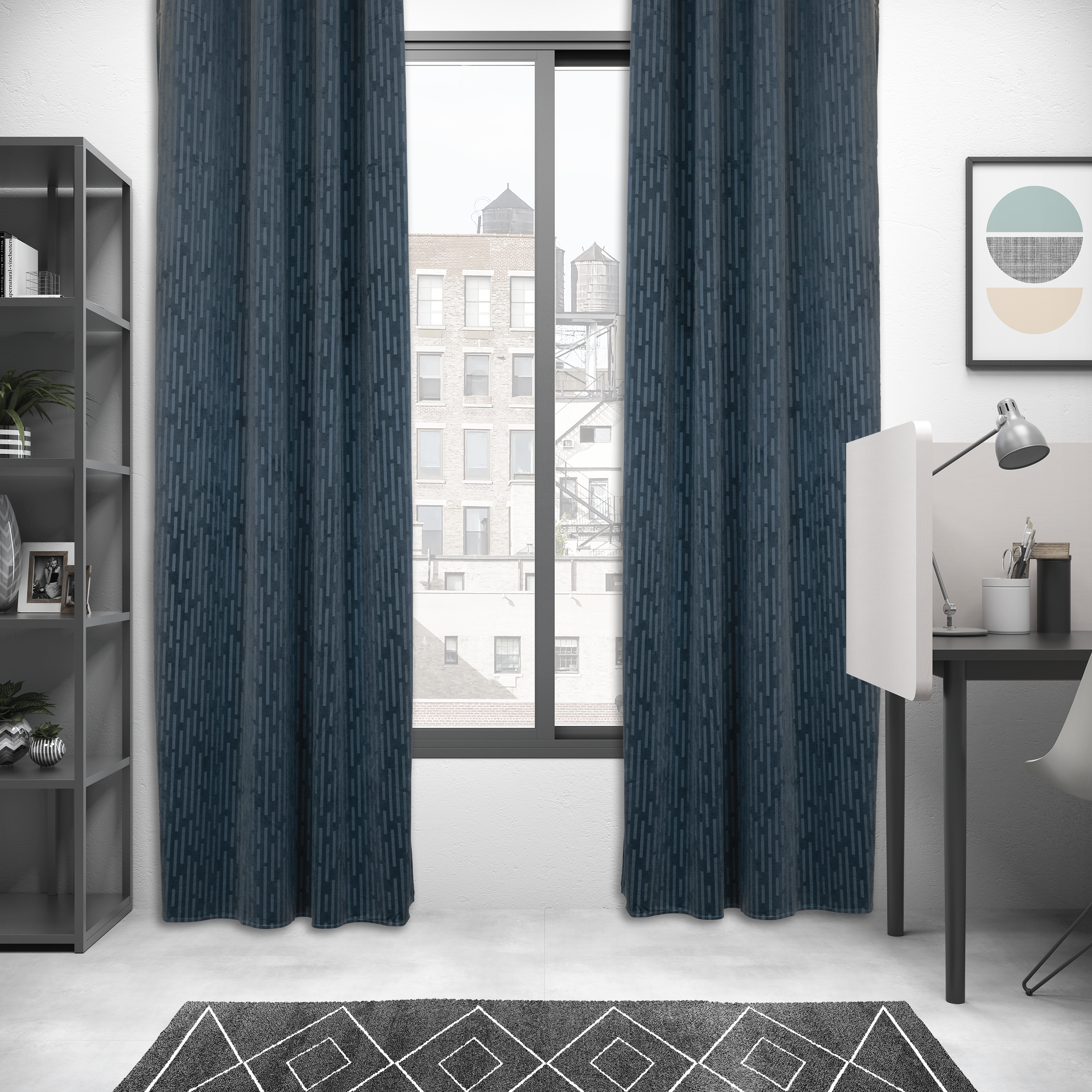 Rideau tamisant, Ivannie, bleu H.280 x l.140 cm INSPIRE - 5