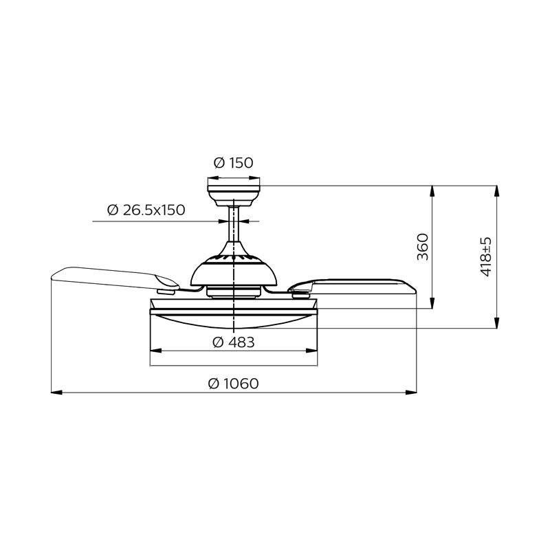 Ventoinha 3 lâminas BLISS D106CM 28W+35W/4500LM IP20 DOURADO - 5