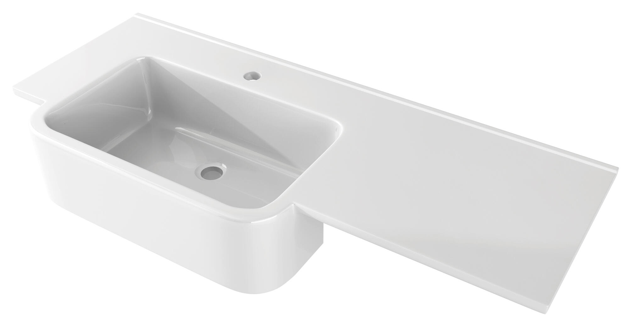 Lavabo d'appoggio rettangolare Florida L 100.3 x H 13 x P 42 cm in resina bianco - 6