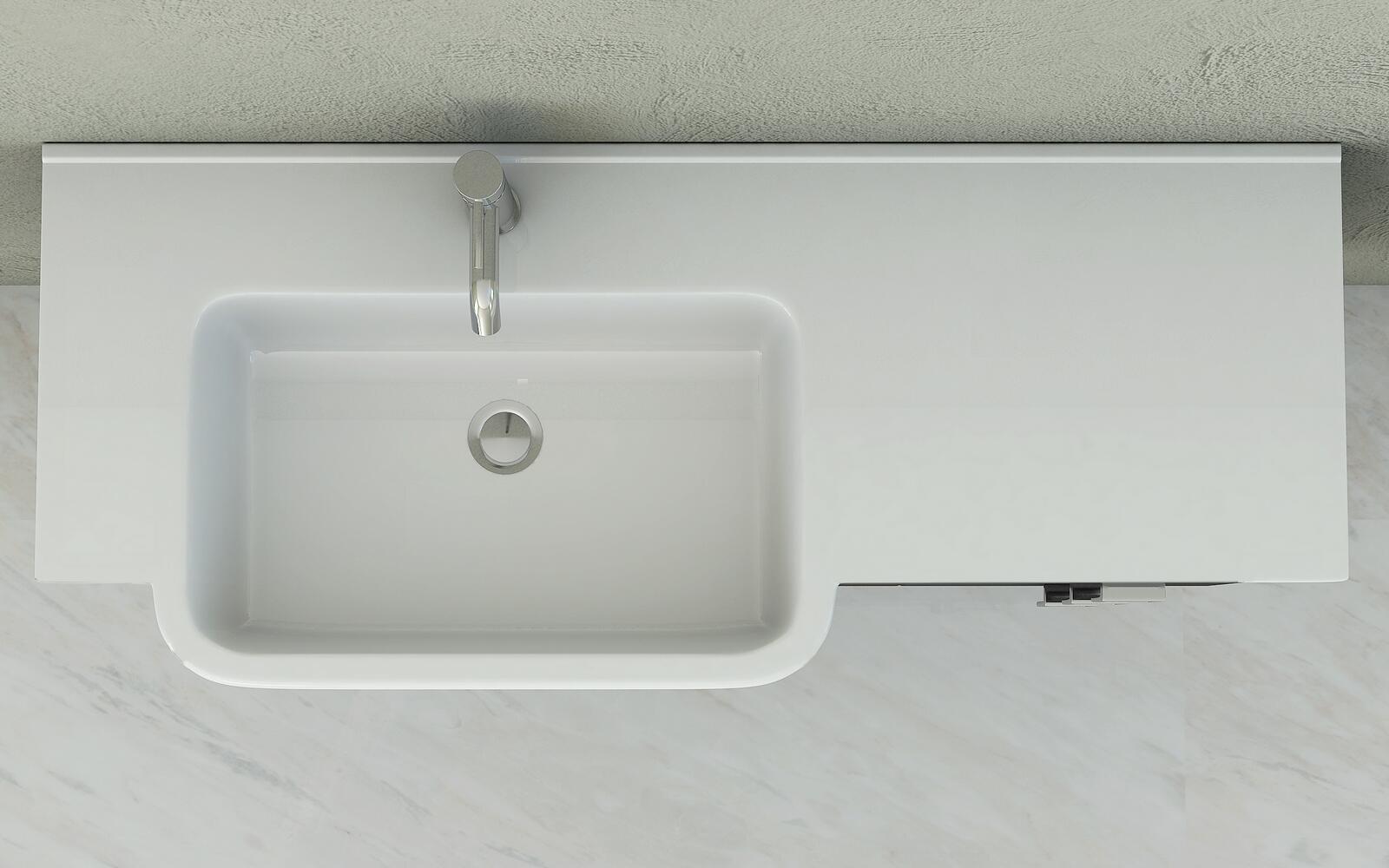 Lavabo d'appoggio rettangolare Florida L 100.3 x H 13 x P 42 cm in resina bianco - 2
