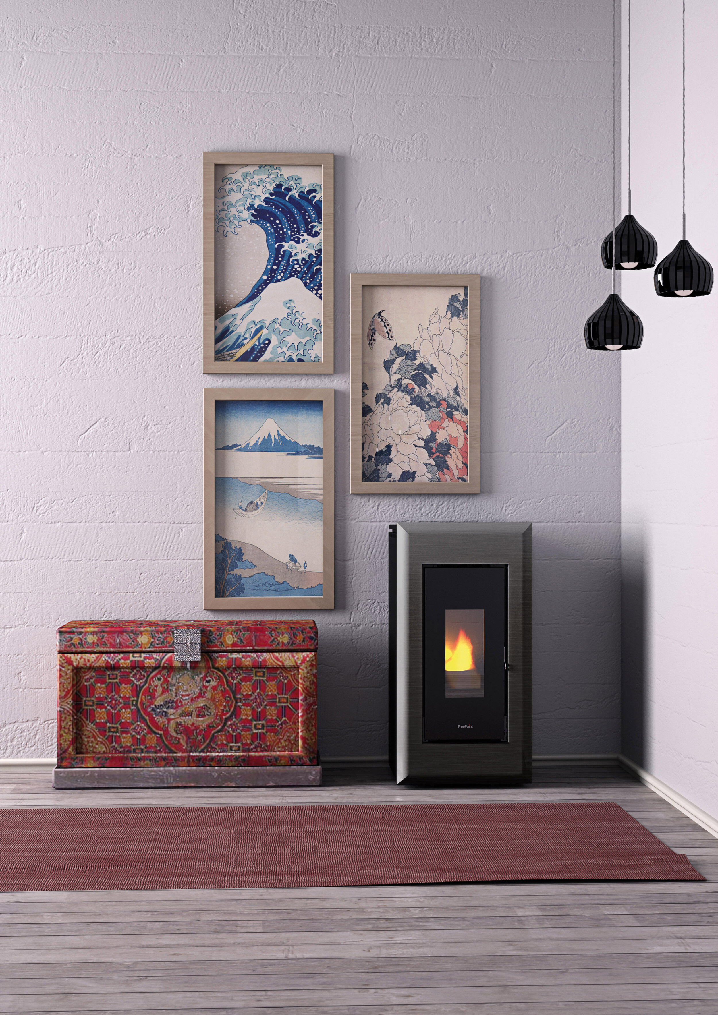 Estufa de pellet canalizable freepoint vega 10,5 kw antracita