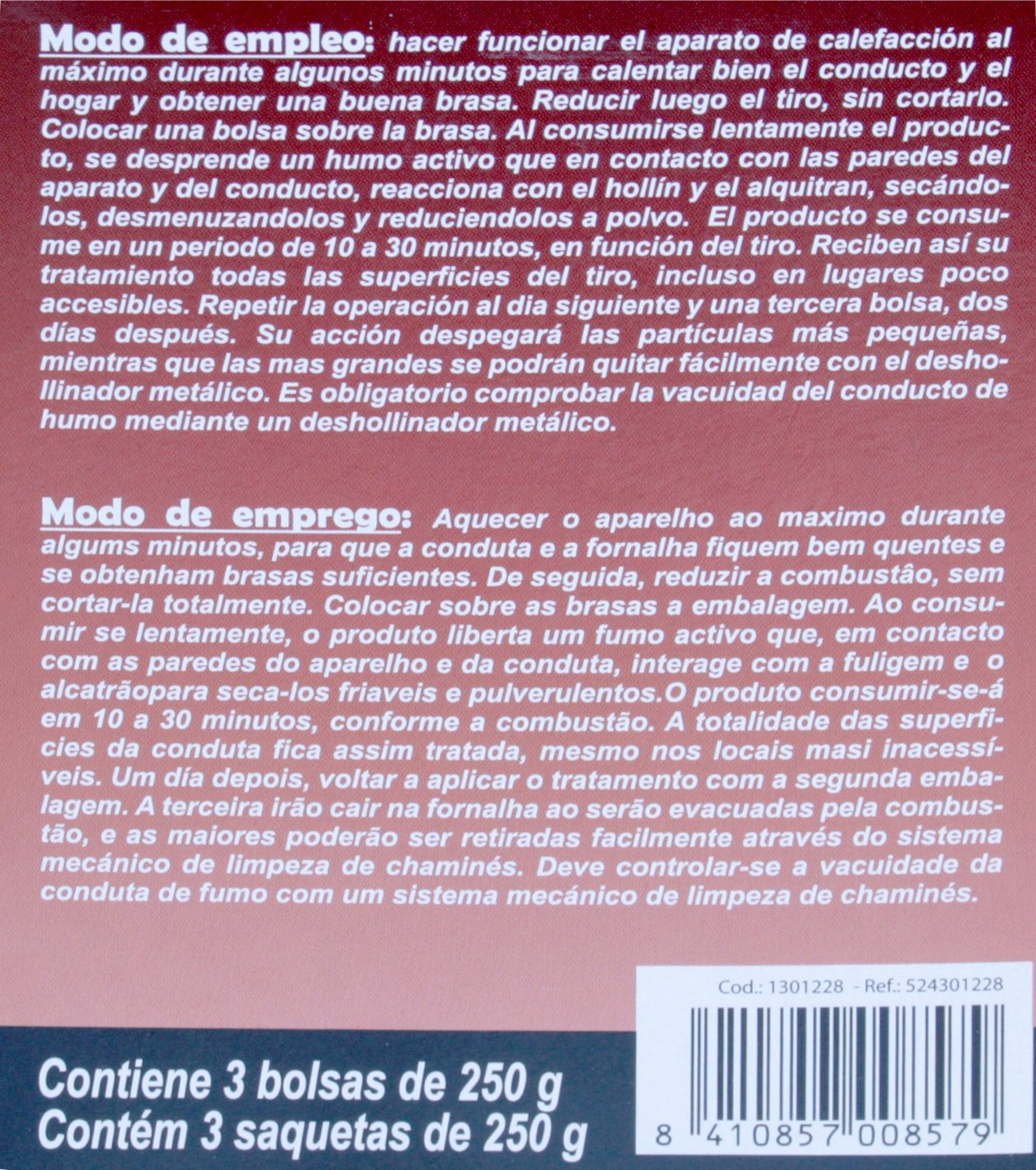 Deshollinador anual para leña/carbón PQS 3x250 gr - 2