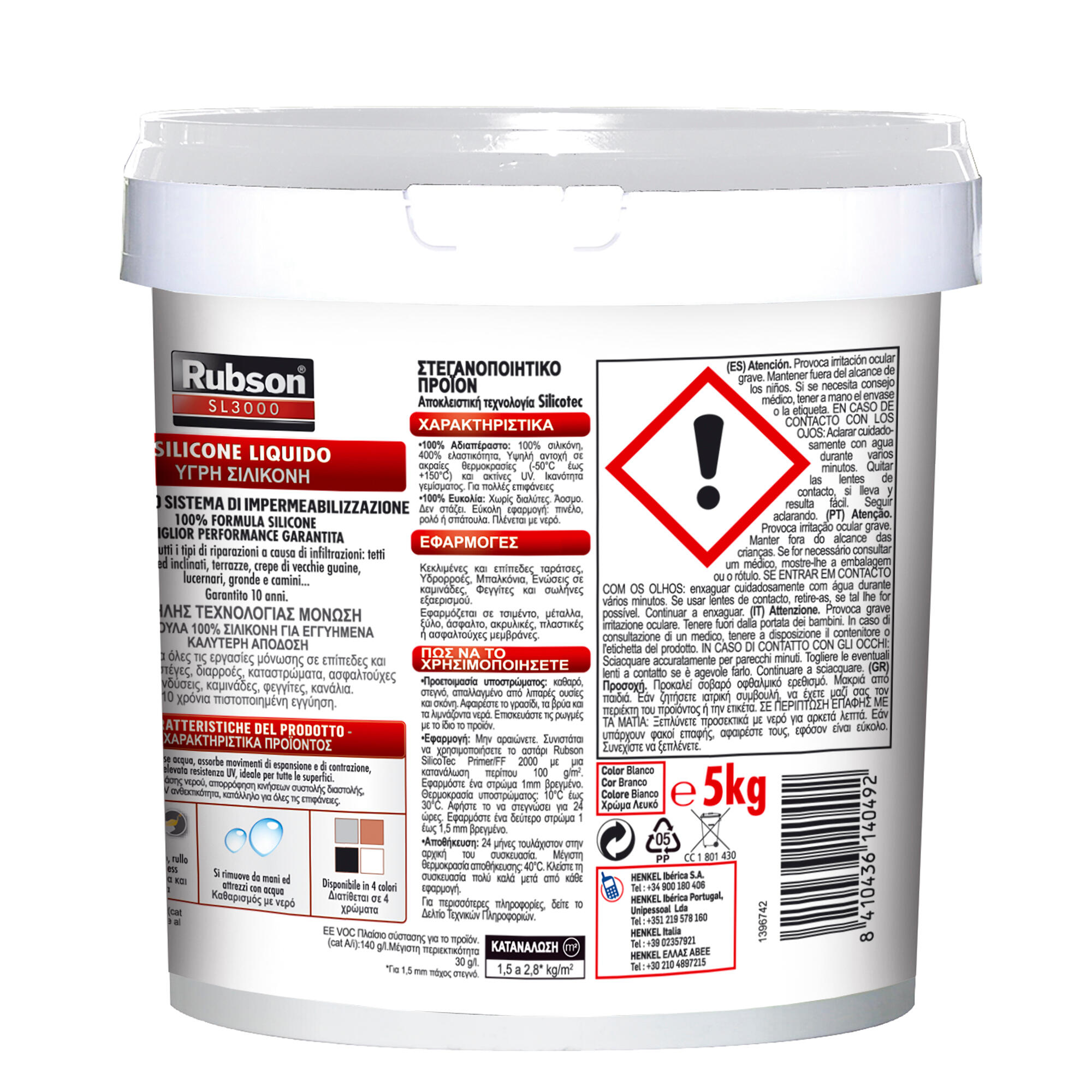 Silicone líquido RUBSON SL3000 BRANCO 5KG - 6