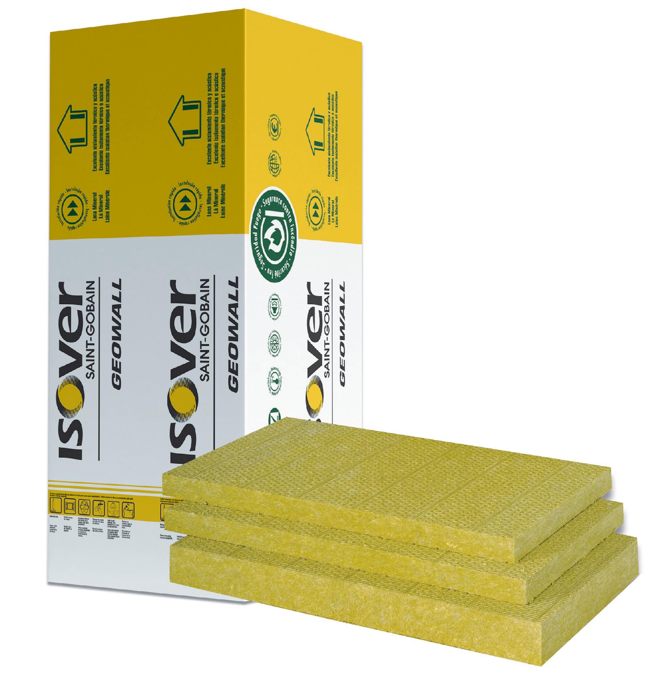 10 uds de paneles Lana de roca ISOVER GEOWALL 34 Espesor 40mm 1.35x0.6m R=1,15 - 2