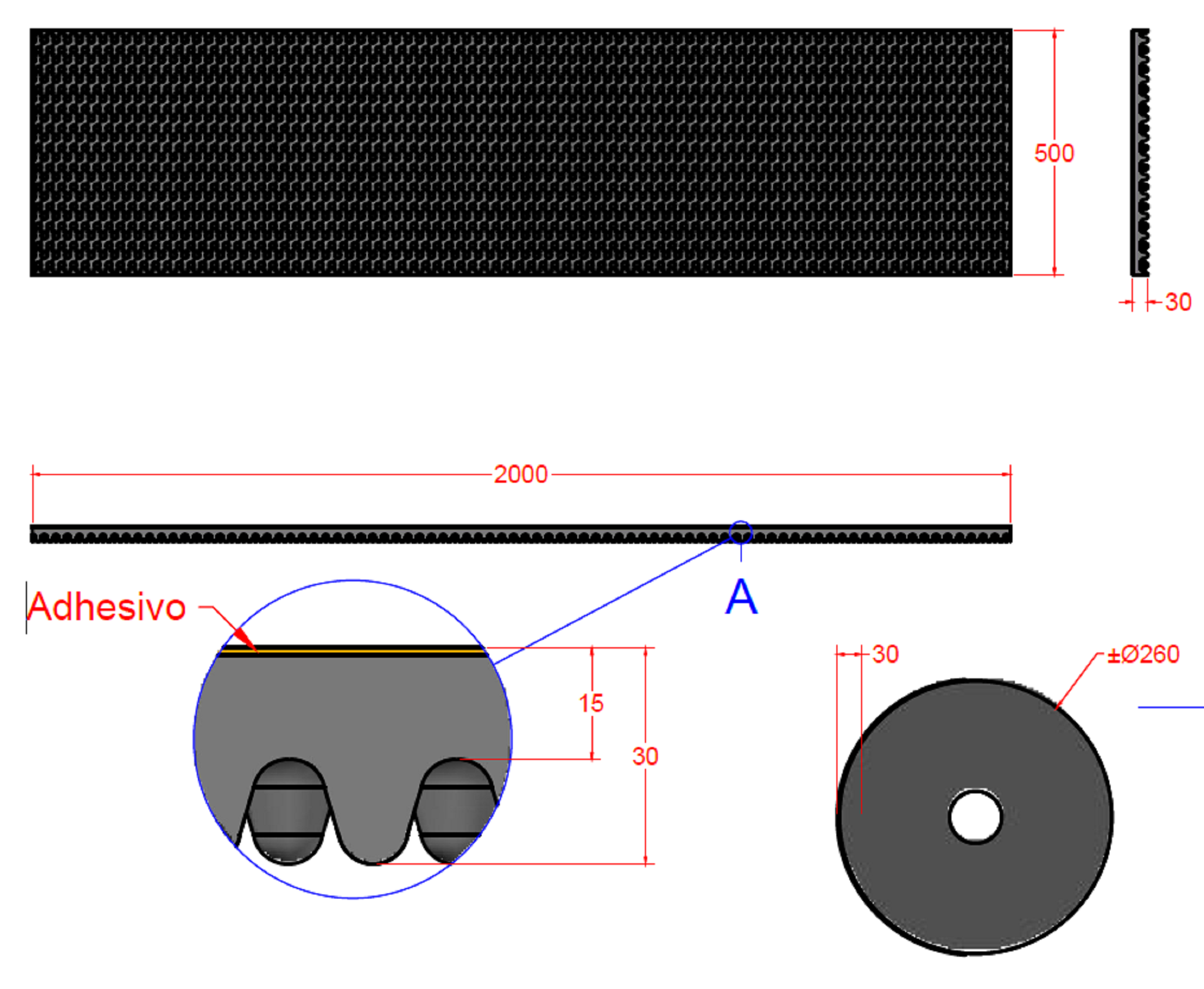 1 ud de rollo Poliuretano IMPURSA ABSORVENTE ADHESIVO Espesor 30mm 2x0.5m R=0.44 - 3