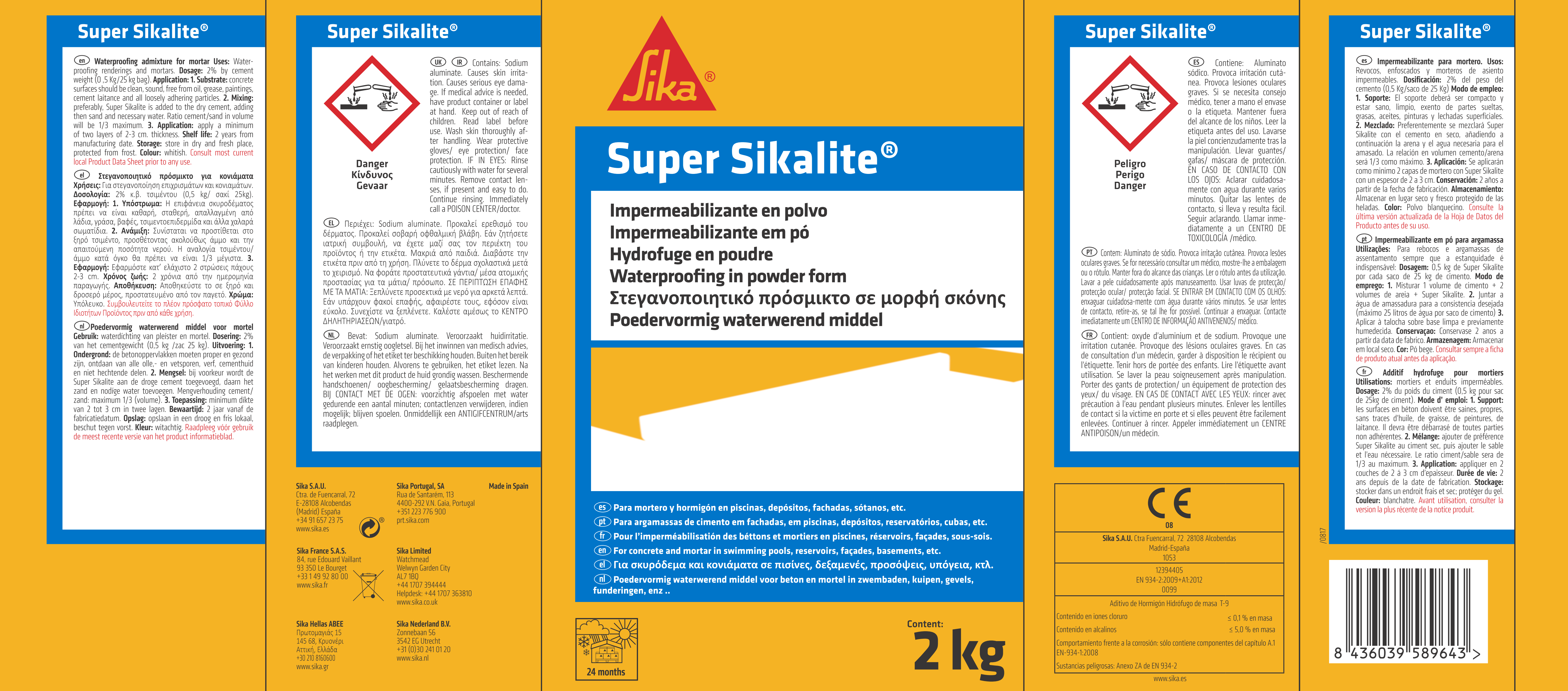 Hidrófugo em pó para argamassas e betão SUPER SIKALITE - 2