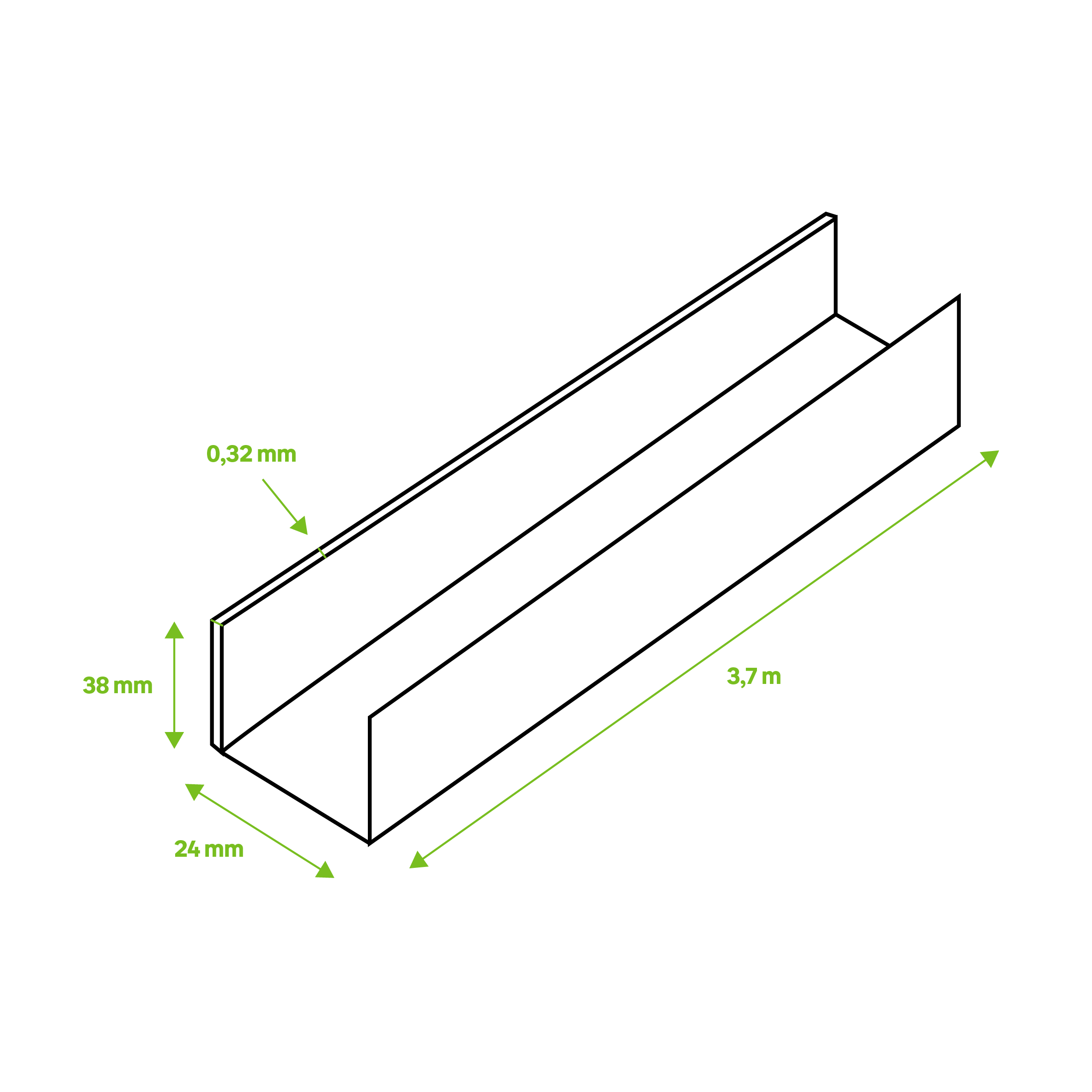 Perfil primario T24 FTD negro 3,7m - 2