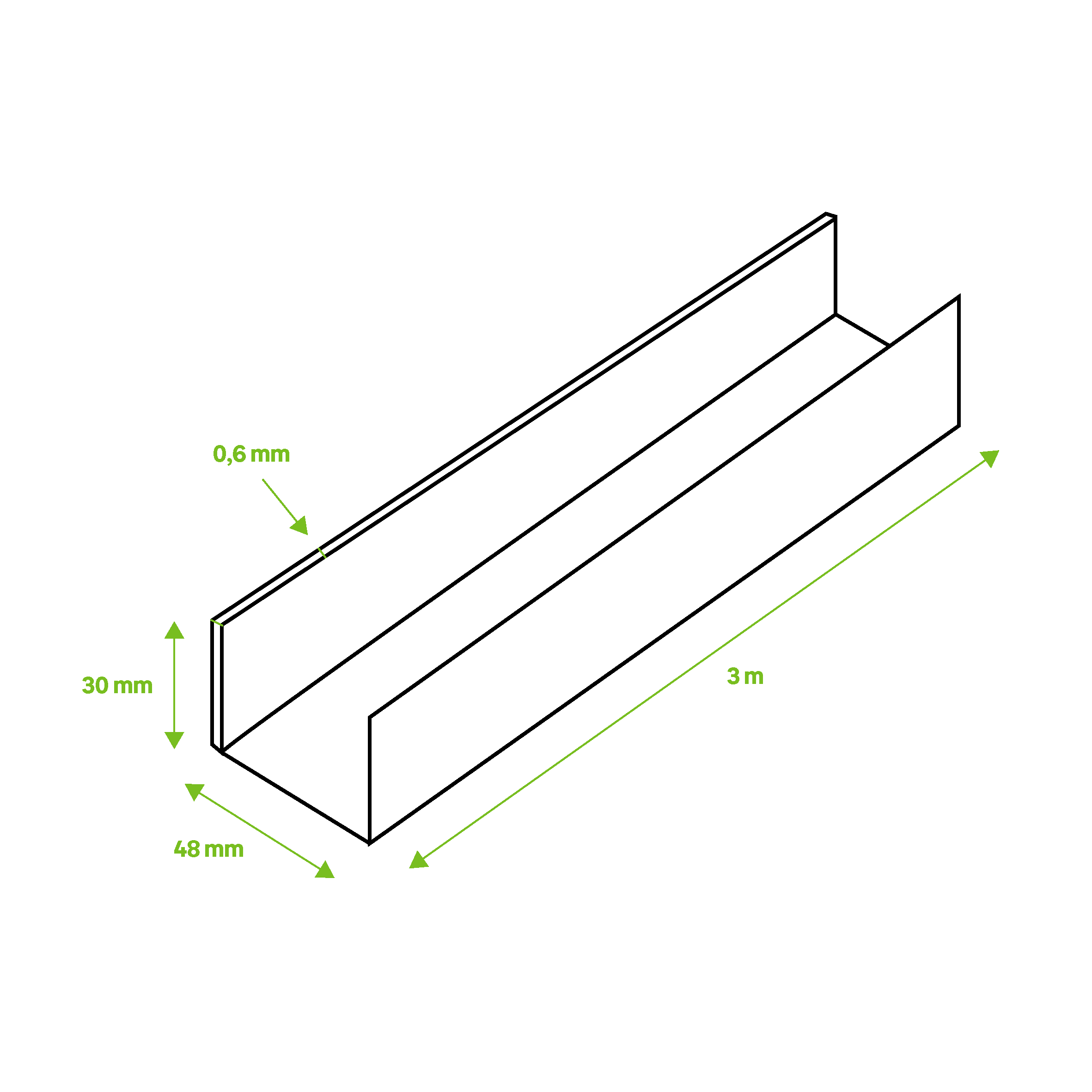 Canal para tabique 3000x48 mm - 2