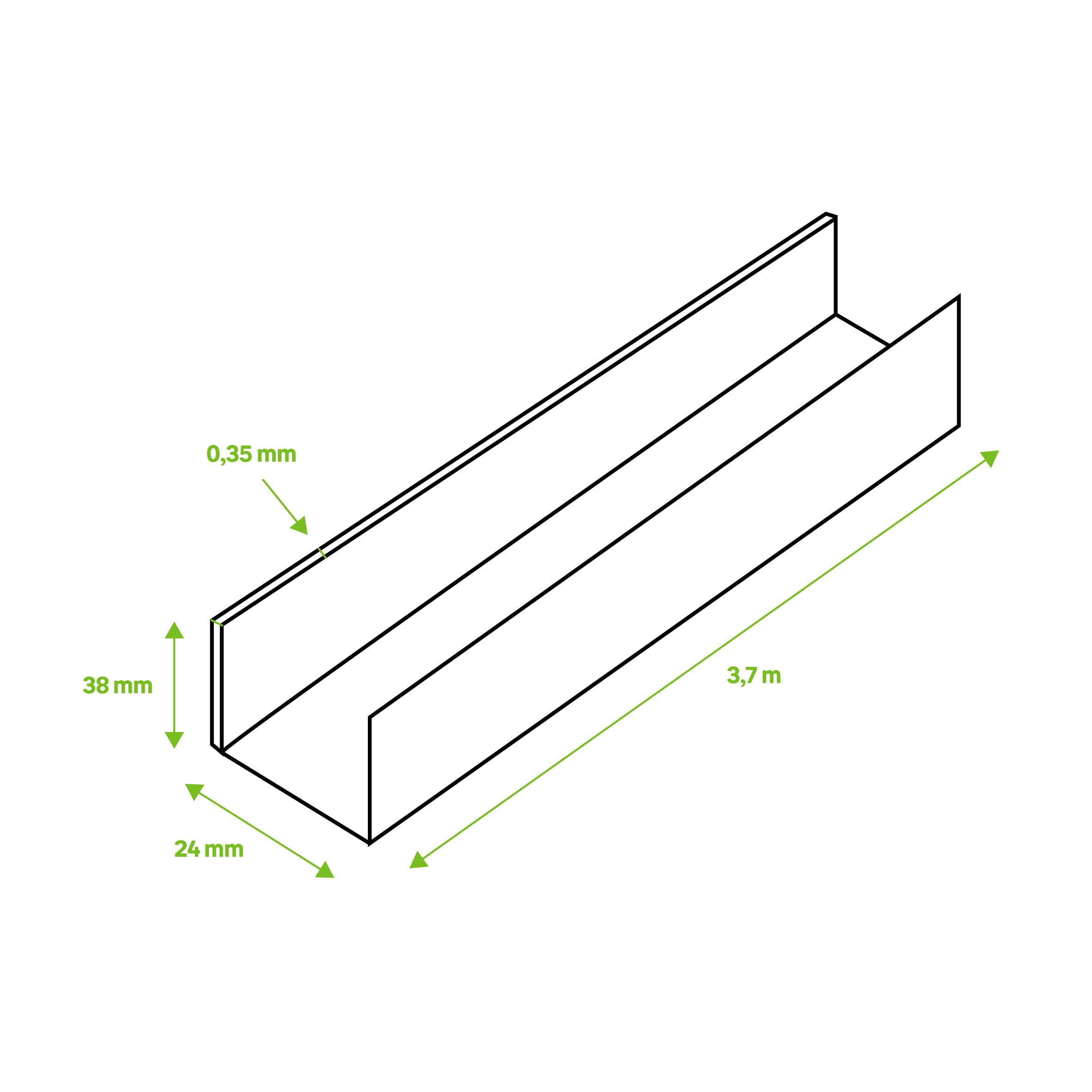 Perfil para placa de techo 2,4x3,8x370 cm - 2