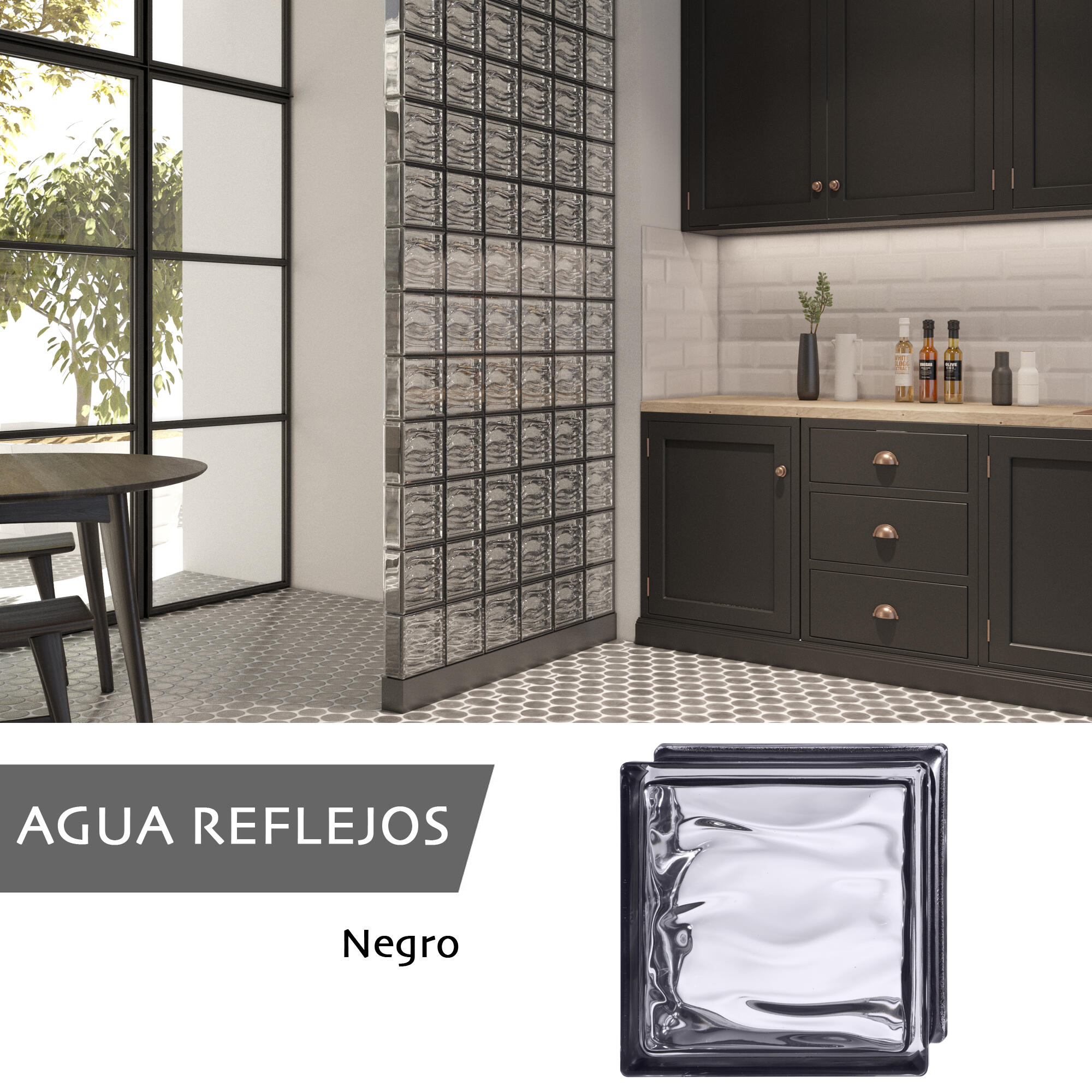 Vetromattone BORMIOLI nero lucido ondulato L 19 x H 19 x Sp 8 cm - 6