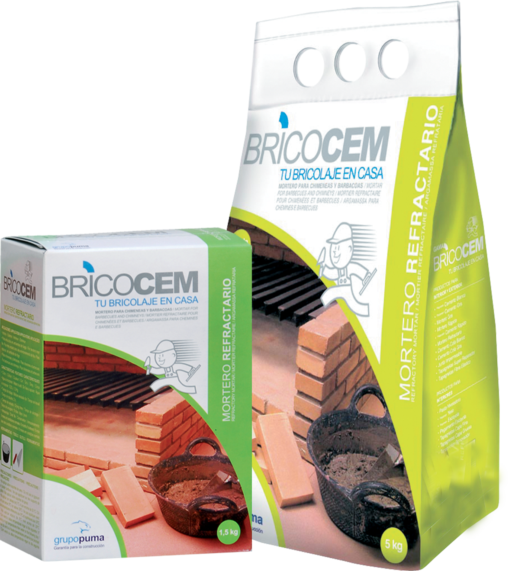 Mortero refractario bricocem 5 kg gris