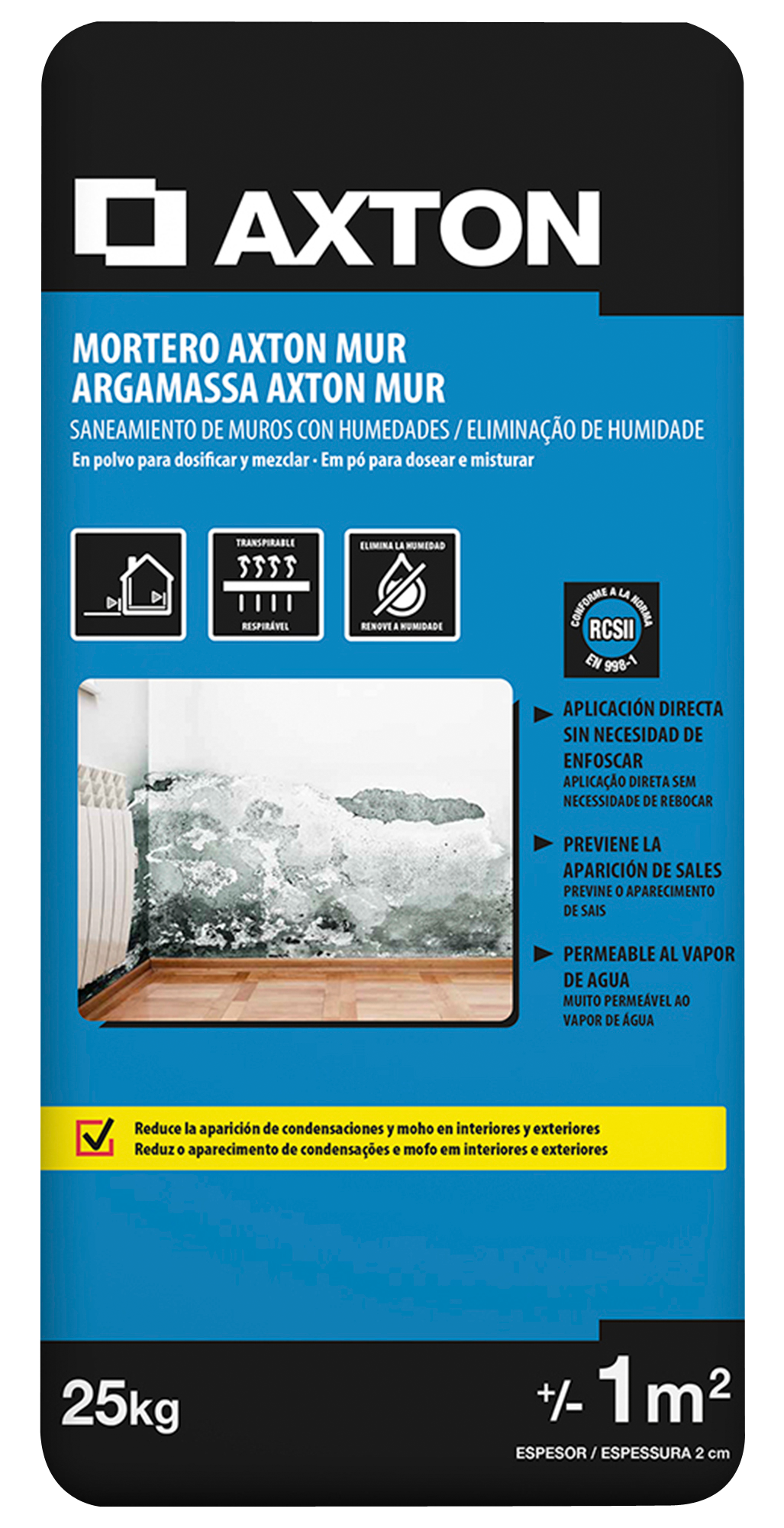 Argamassa para eliminação de humidade AXTON MUR STOP HUMIDADE 25KG - 6