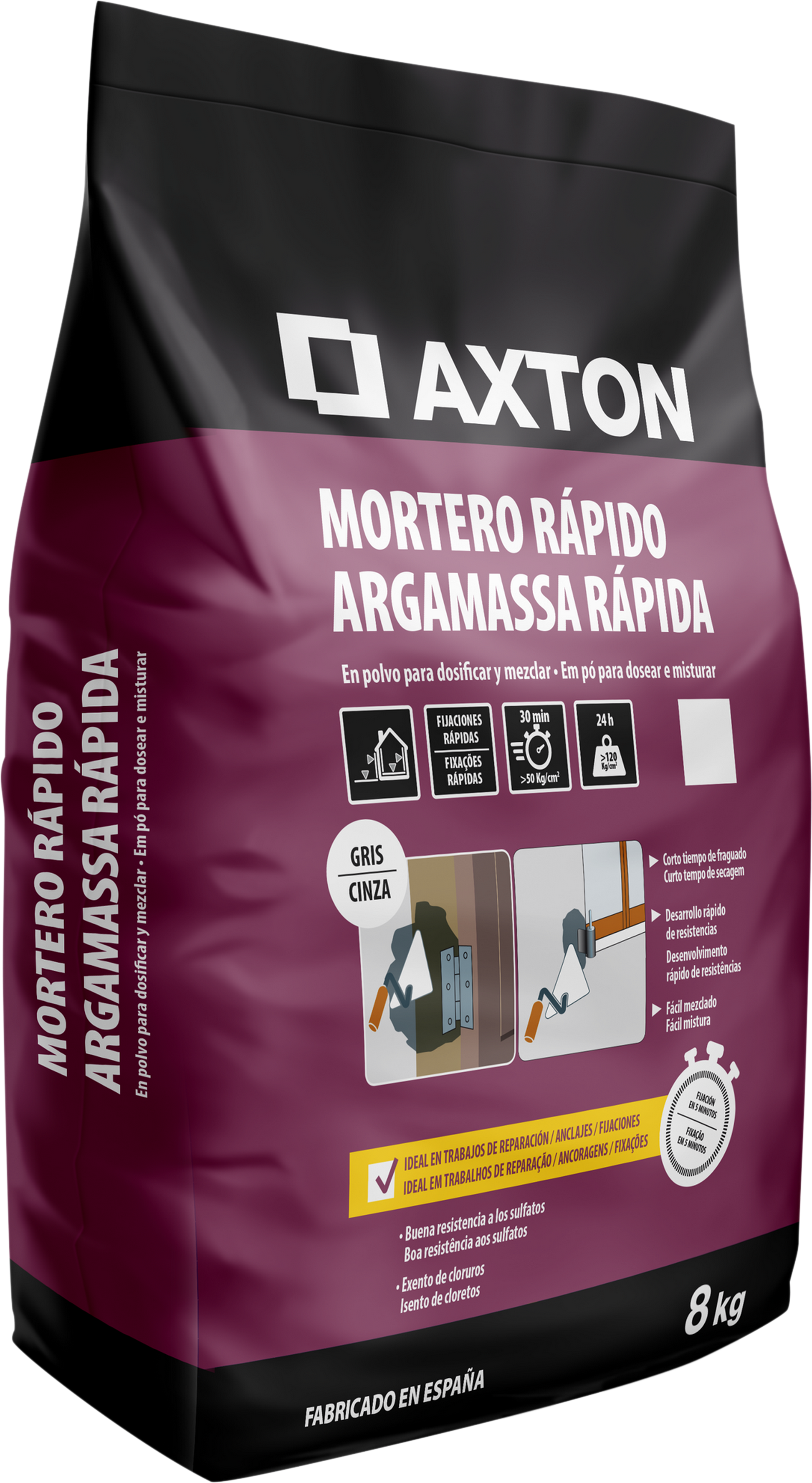 Mortero rápido AXTON 8 kg gris - 3