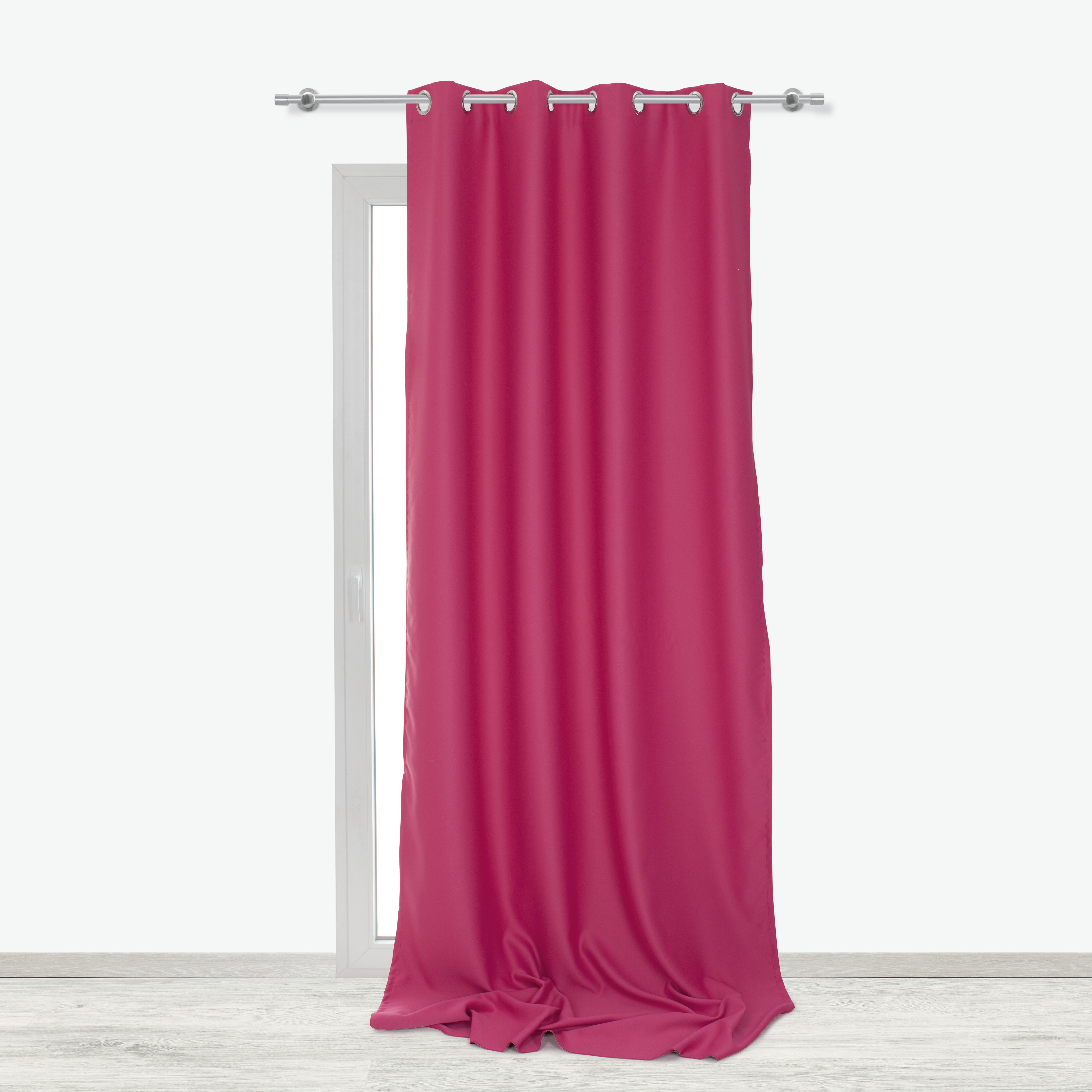 Tenda INSPIRE tinta unita rosa oscurante con filo nero, occhiello 140x280 cm - 2