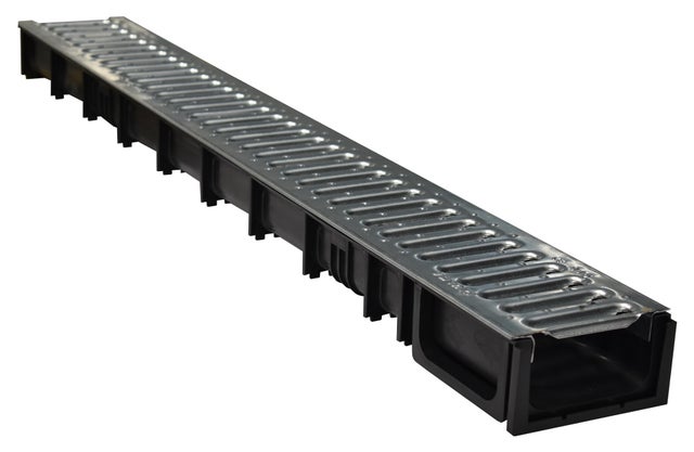 Kit canaleta plástico 13x6,5x100 cm + reja galvanizada nervada