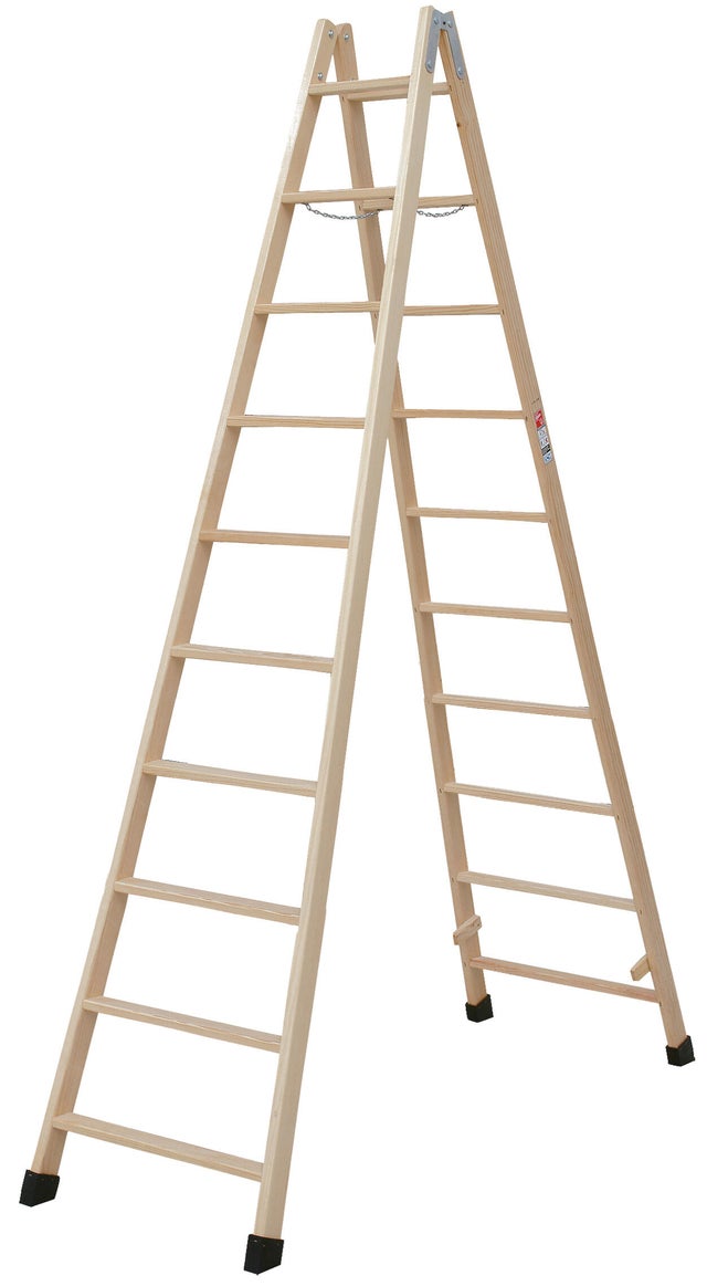 Escalera madera 10 peldaños ESCALERAS VILLAR altura máxima de trabajo 3.5 m