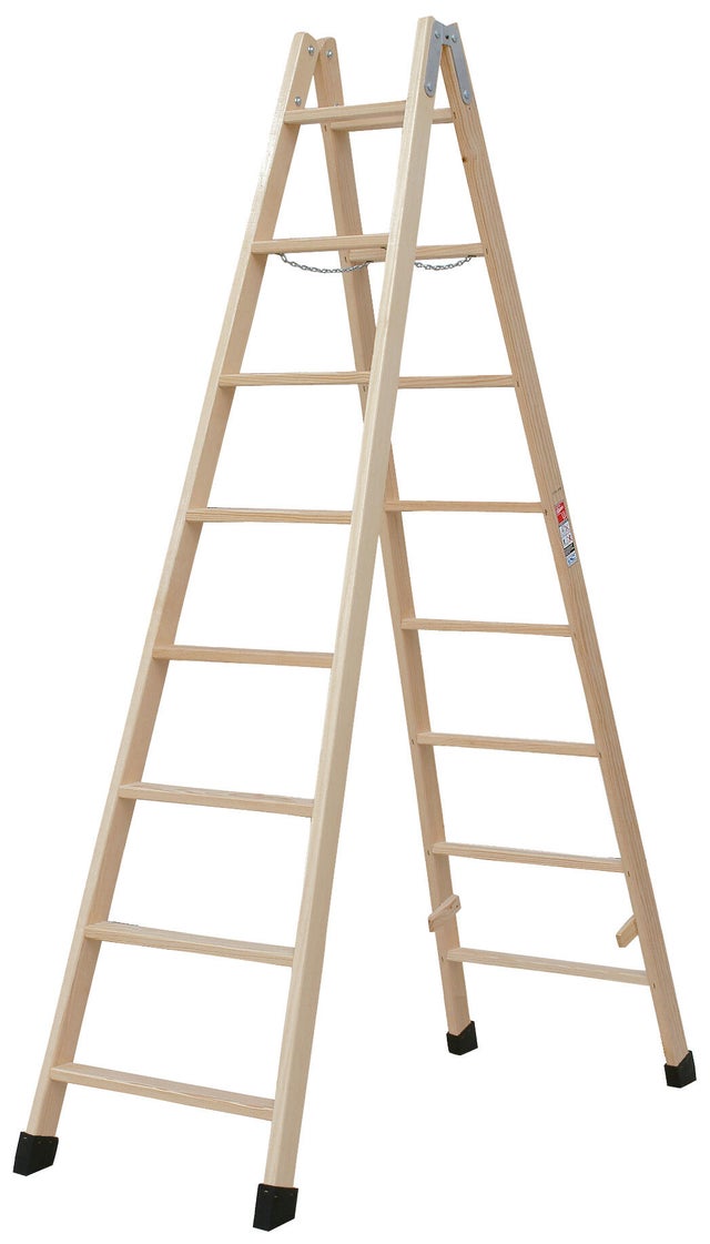 Escalera madera 8 peldaños ESCALERAS VILLAR altura máxima de trabajo 2.95 m