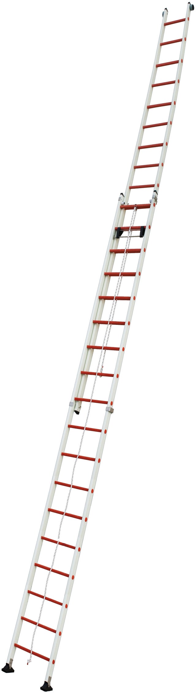 Escalera corredera fibra de vidrio 18 peldaños ESCALERAS VILLAR altura máxima de trabajo 5.10 m
