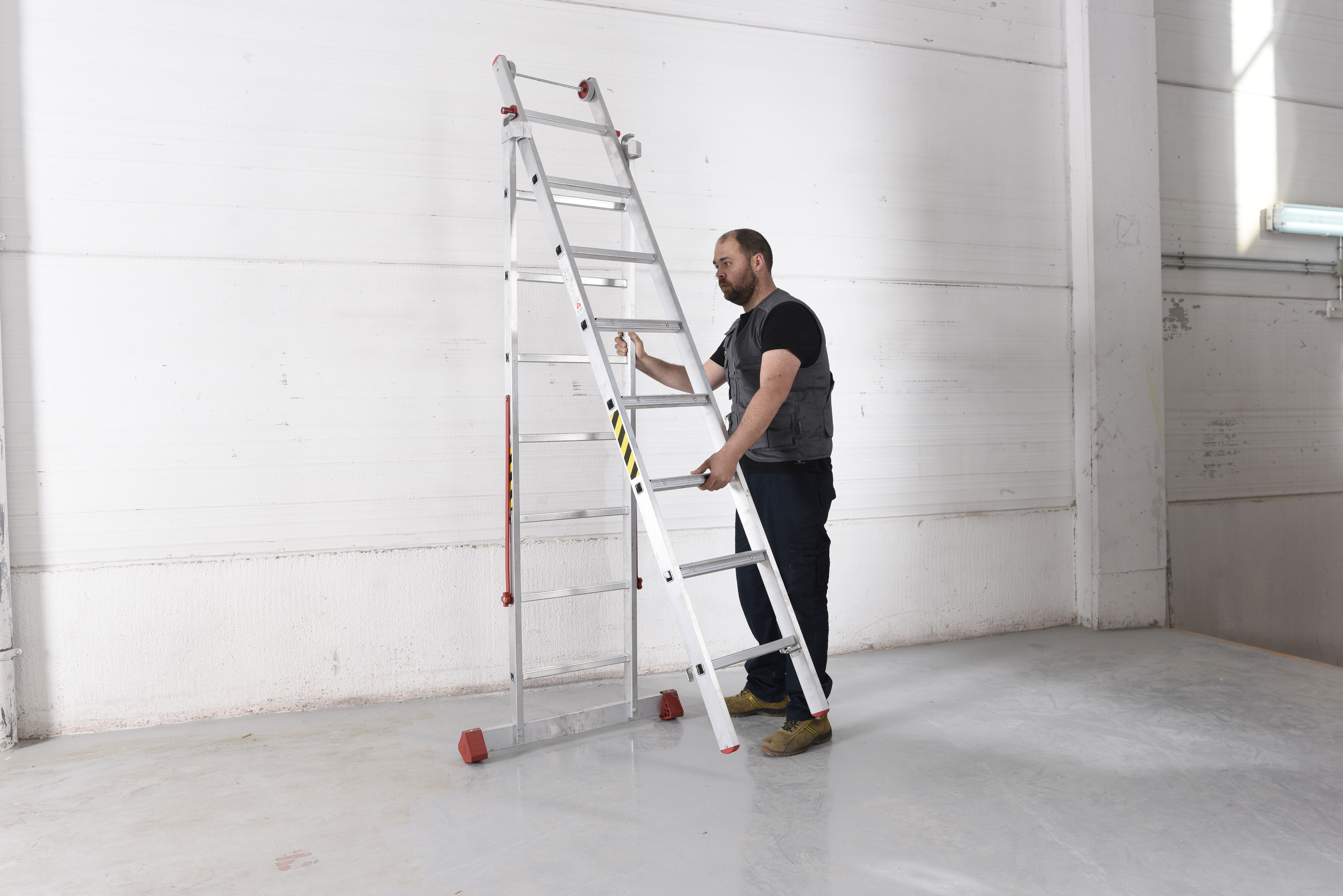 Escalera transformable aluminio 27 peldaños HAILO altura máxima de trabajo 6,31 m - 10