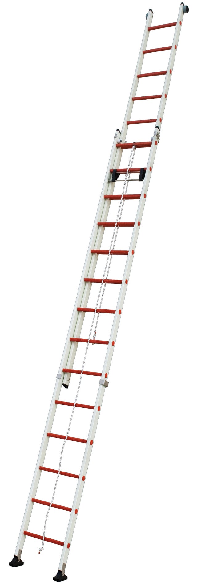 Escalera corredera fibra de vidrio 14 peldaños ESCALERAS VILLAR altura máxima de trabajo 4.10 m