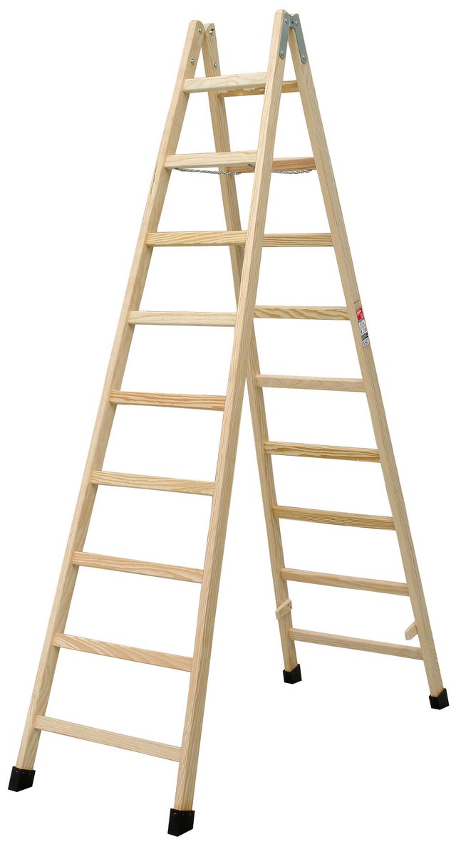 Escalera madera 9 peldaños ESCALERAS VILLAR altura máxima de trabajo 3,2 m