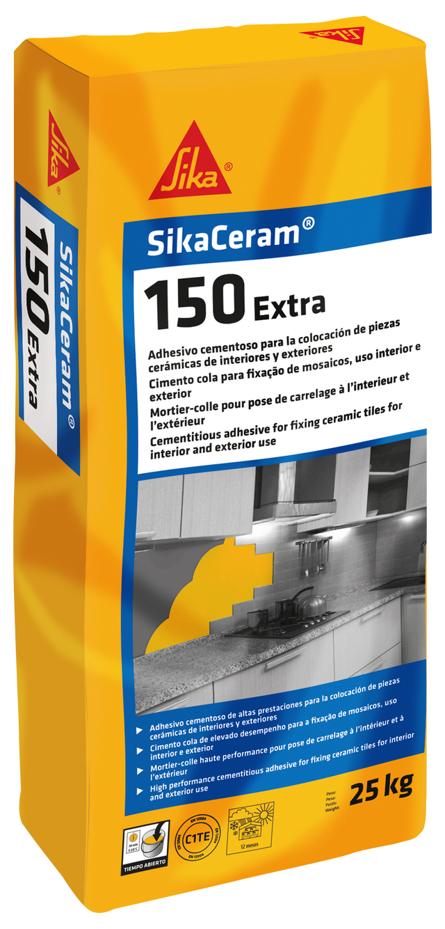 Mortero cola Sika-Ceram 150 Extra blanco 25 kg