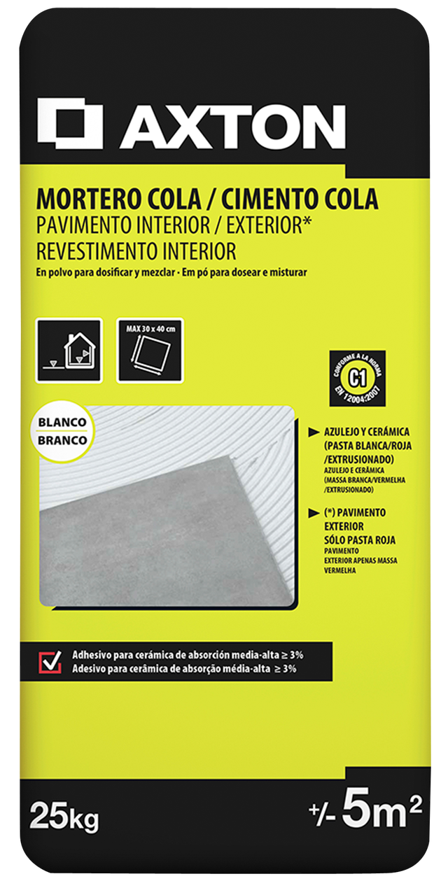 Cimento cola AXTON INT/EXT BRANCO 25KG