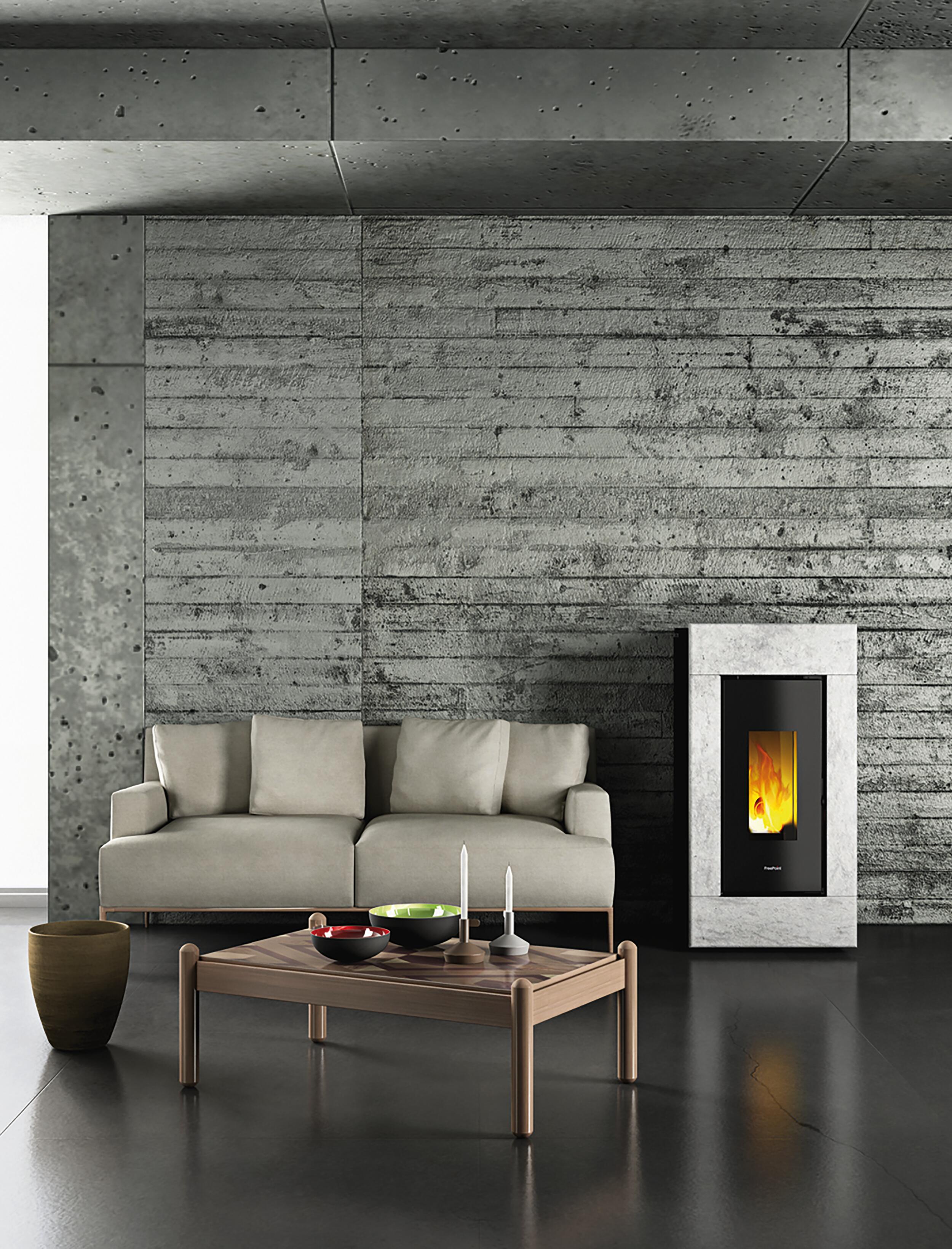 Estufa de pellet canalizable freepoint vega 10,5 kw piedra
