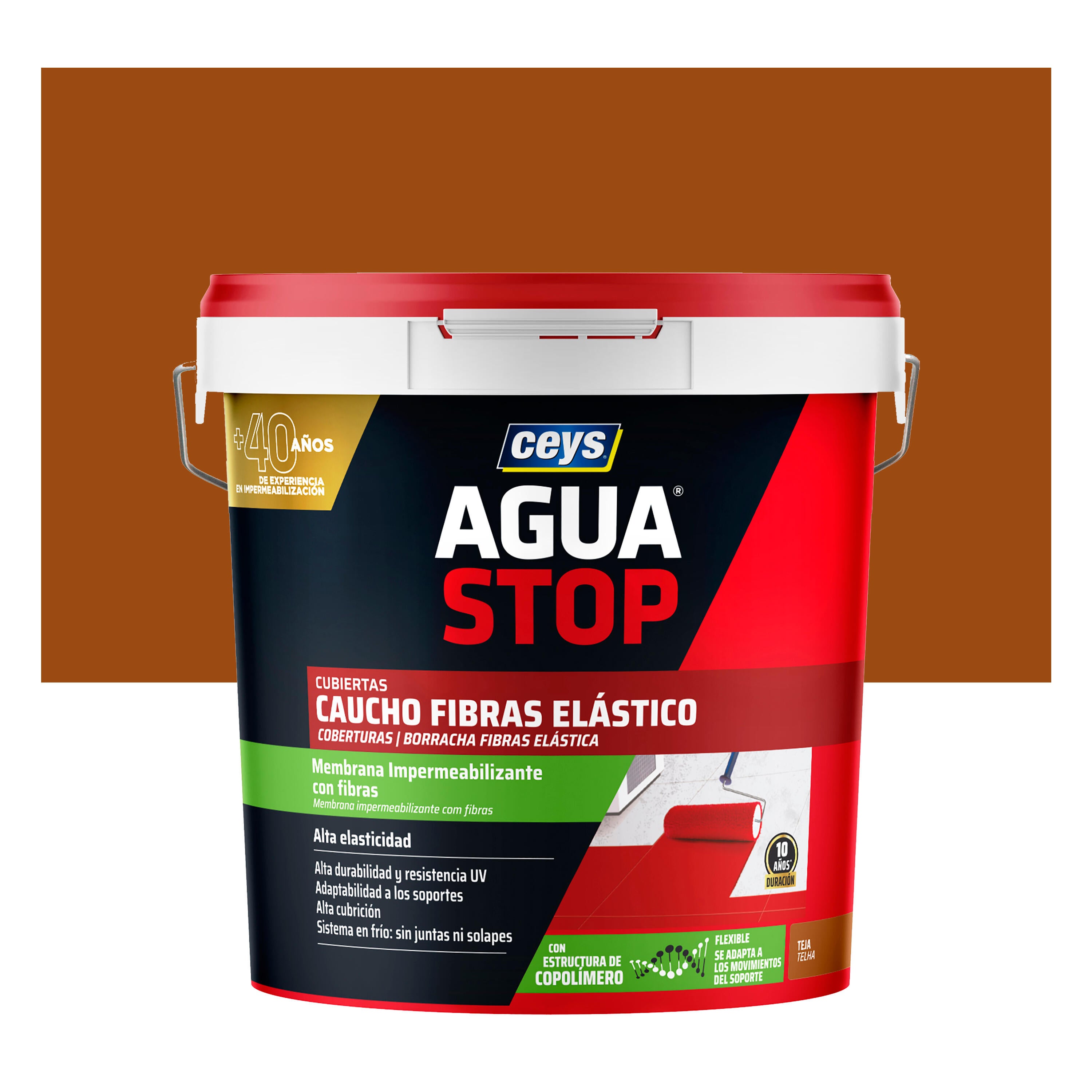Pintura impermeabilizante cubiertas aguastop ceys caucho 20kg teja