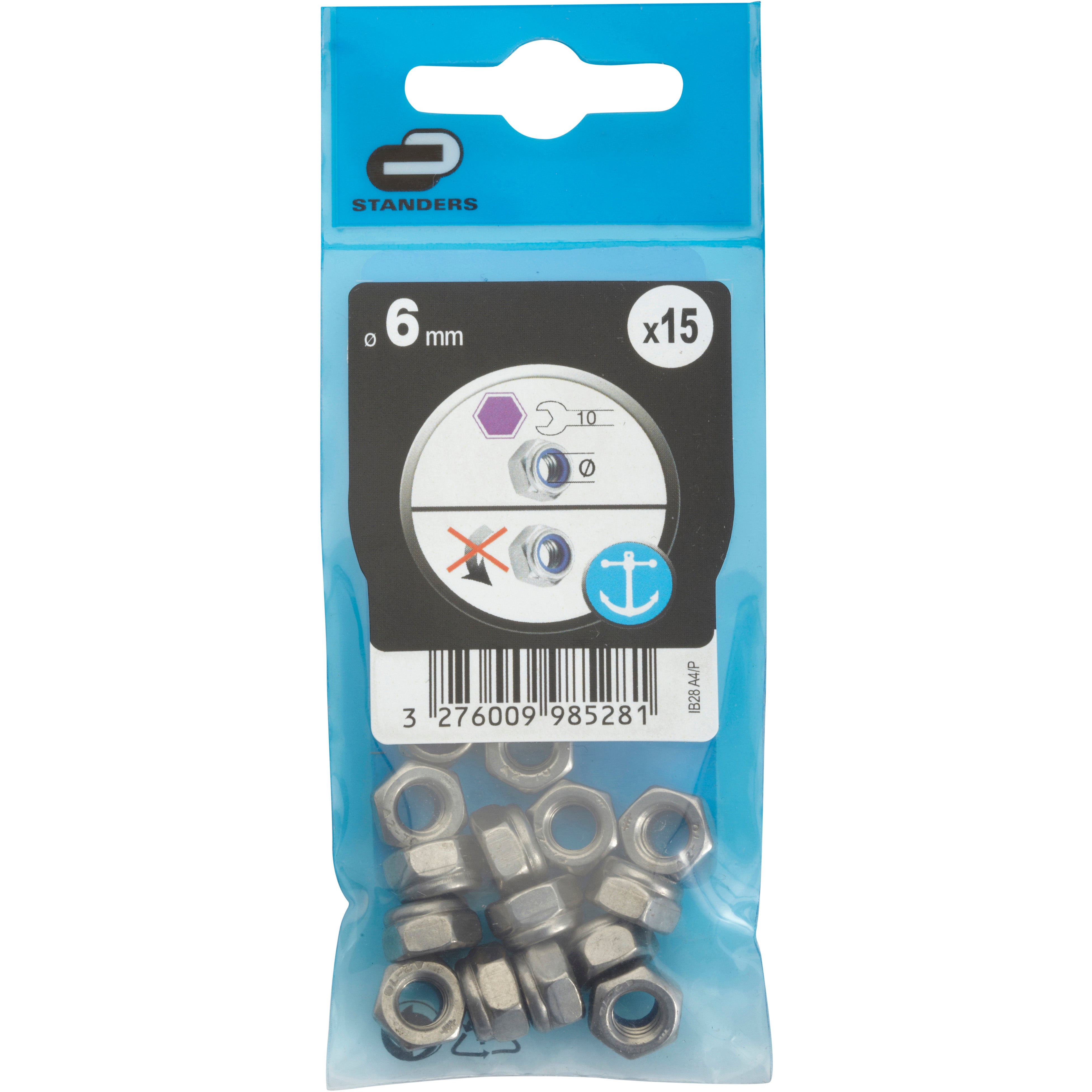 15 ecrous indesserrable inox, Ø6 mm STANDERS - 4