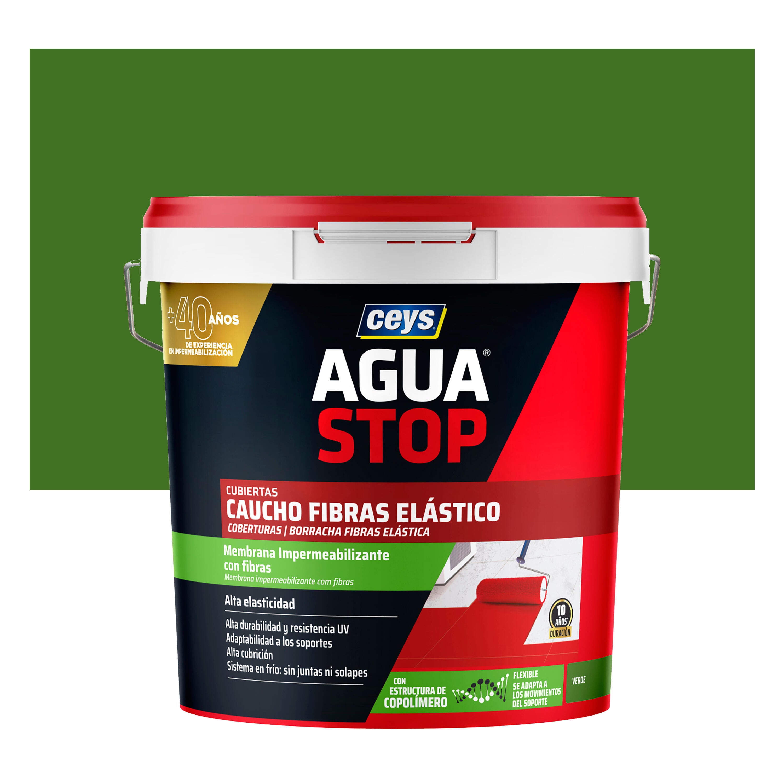 Pintura impermeabilizante cubiertas aguastop ceys caucho 20kg verde