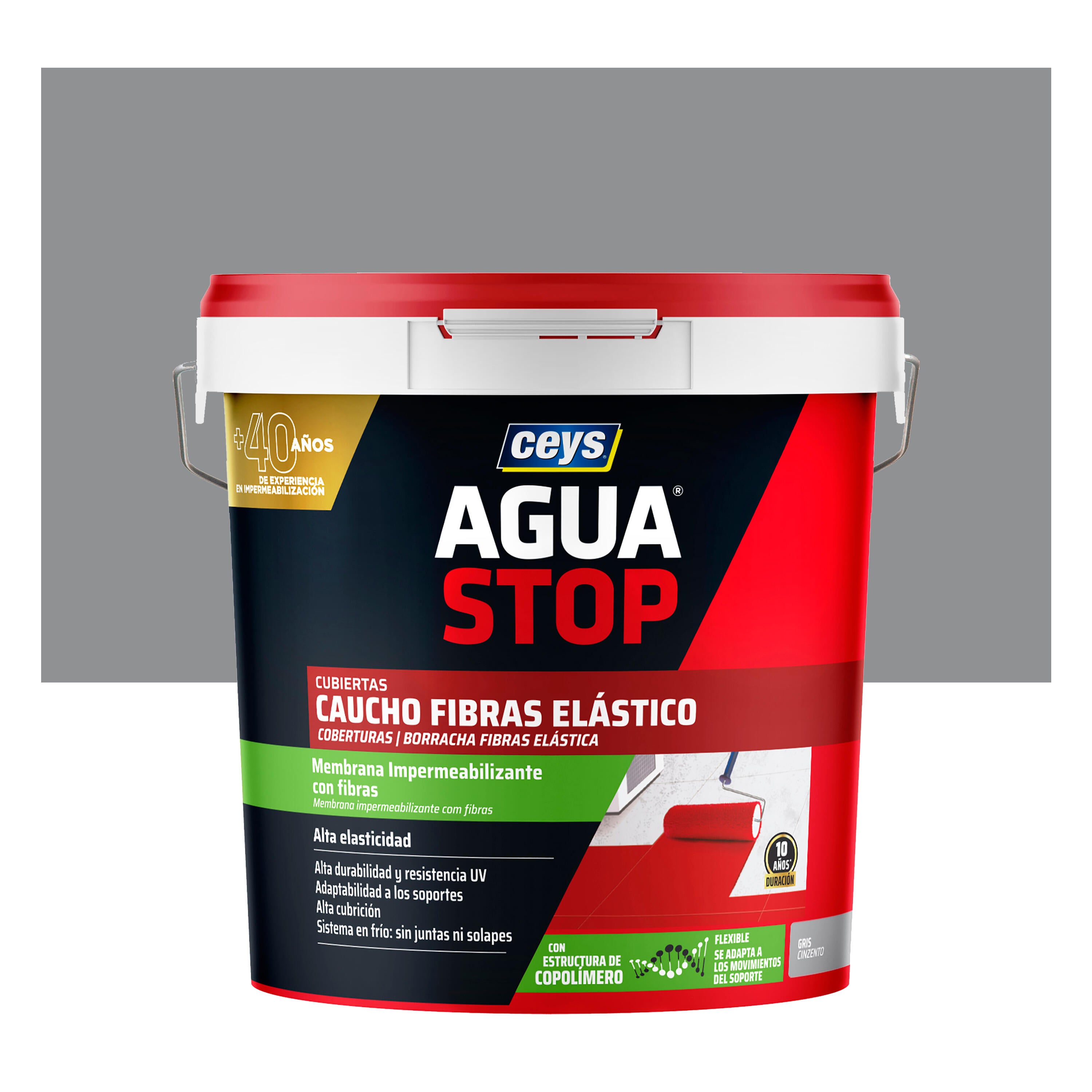 Pintura impermeabilizante cubiertas aguastop ceys caucho 20kg gris