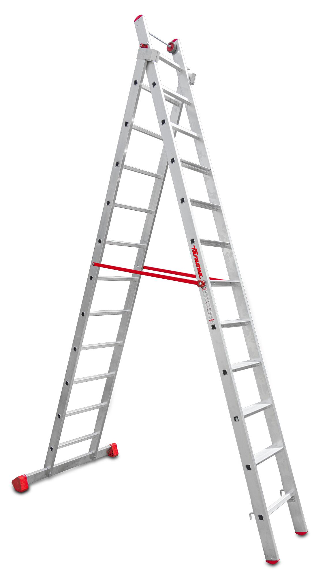 Escalera multiuso de aluminio 23 peldaños (11+12)